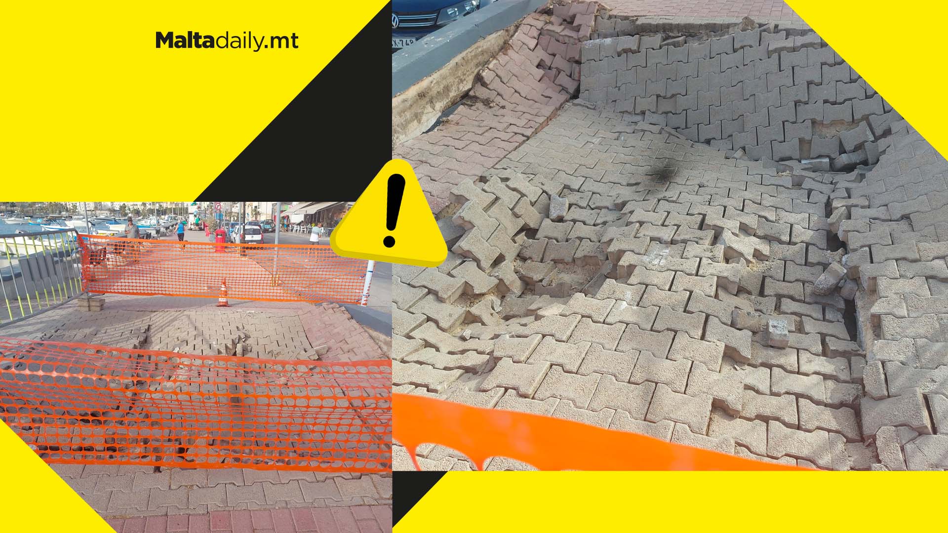 Section of Marsascala promenade gives way – caution advised