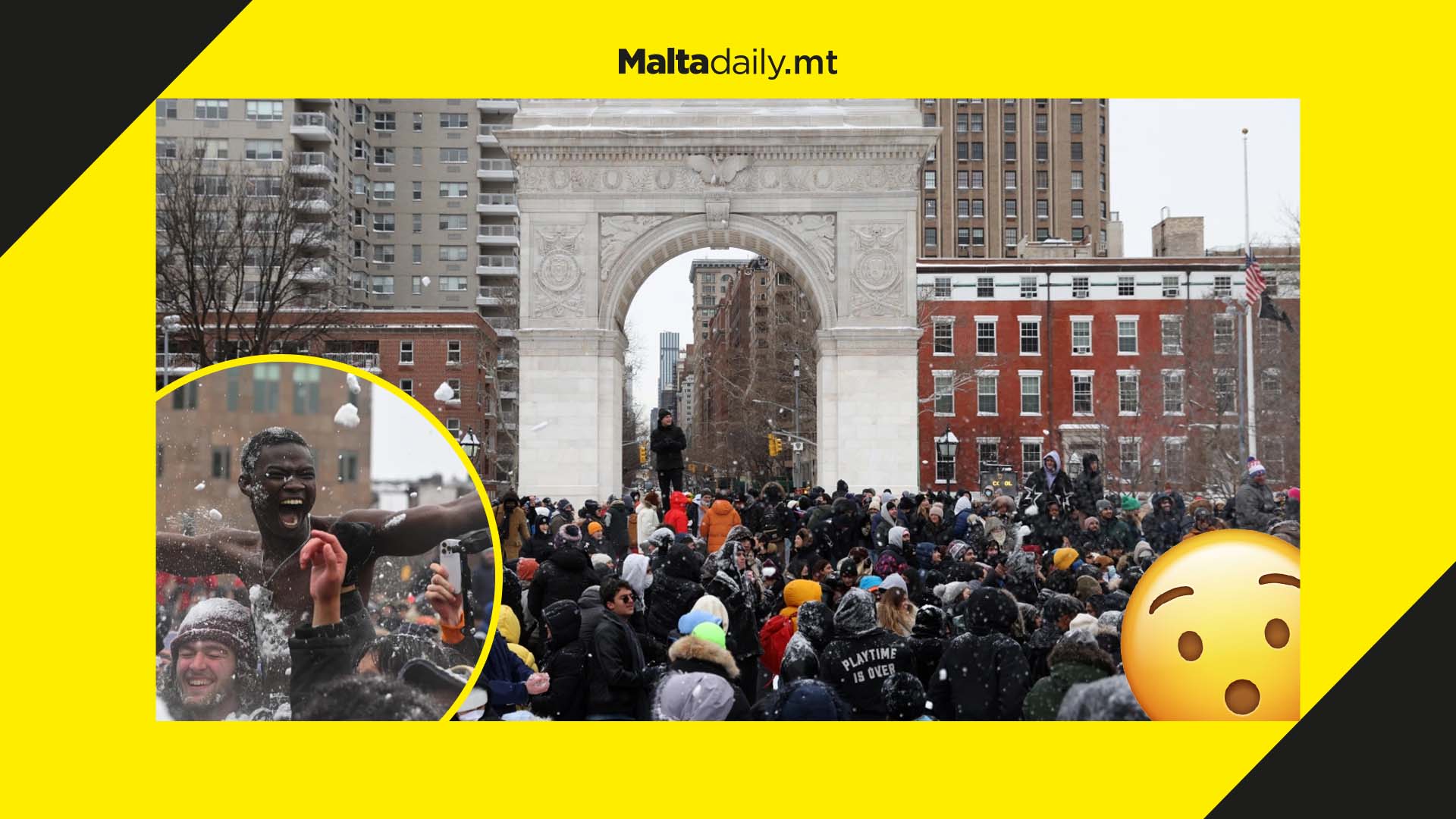 Massive snowball fight in New York as city braves emergency-level snowstorm