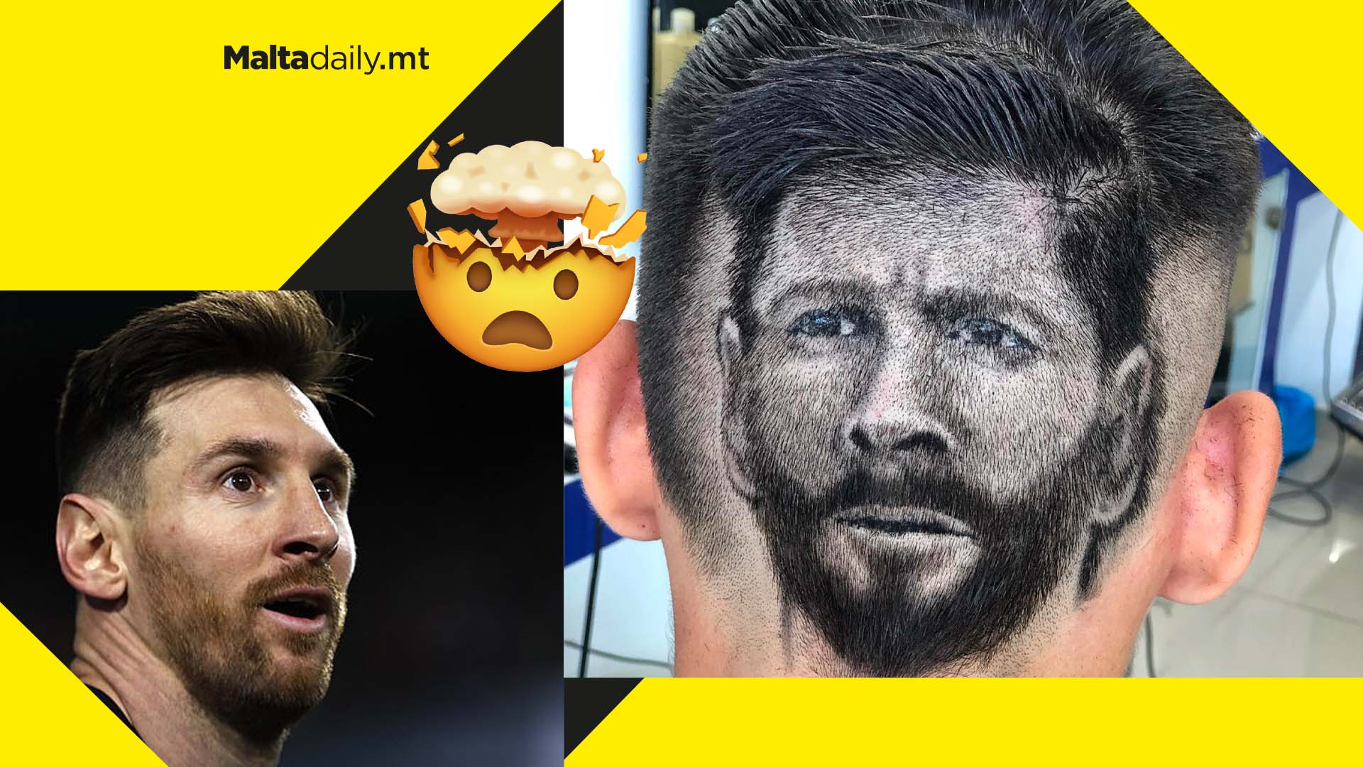Football fan gets amazing Lionel Messi face haircut