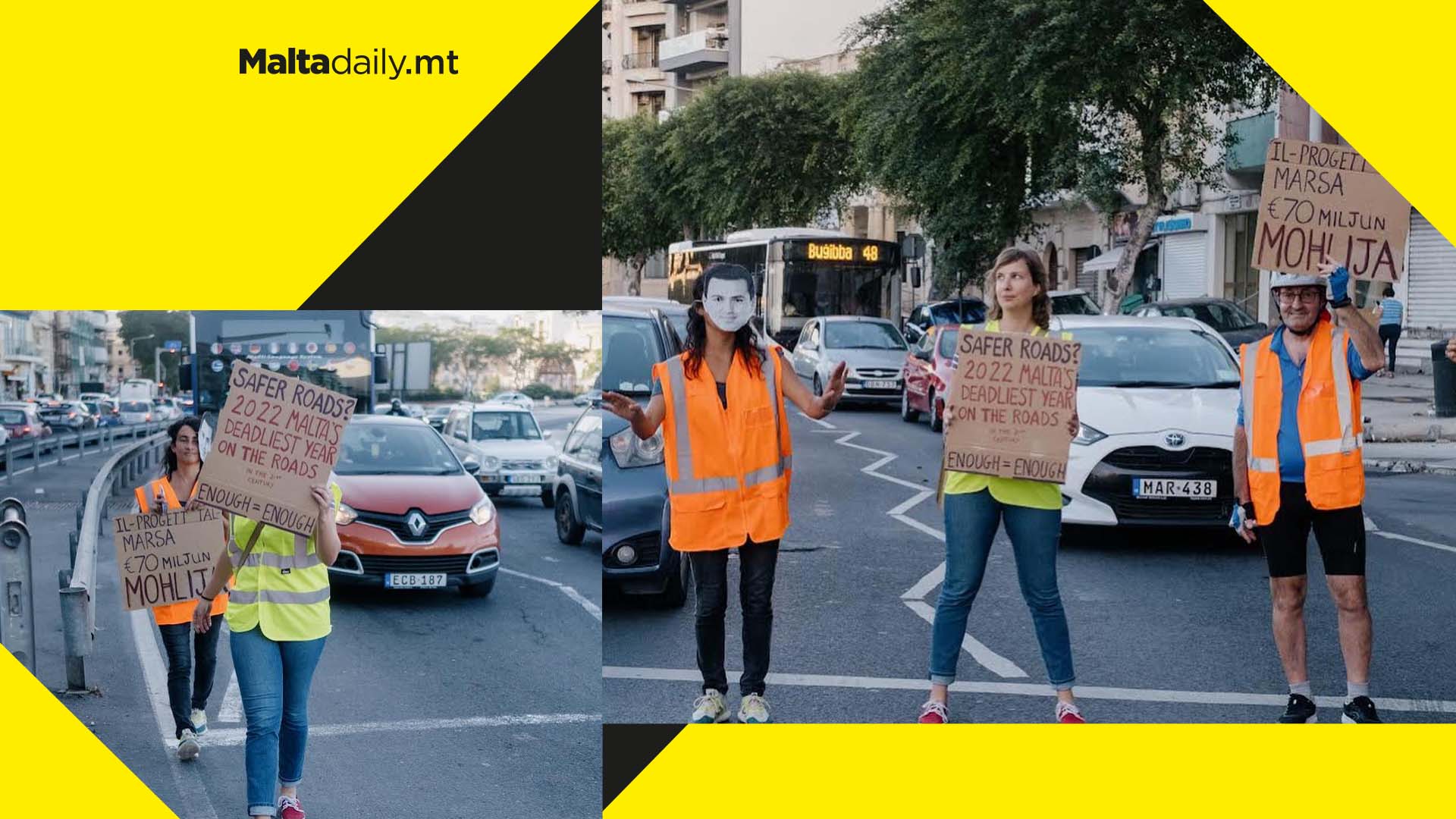 Activists protesting in Msida calls for safer roads, better buses & priority for walking and cycling