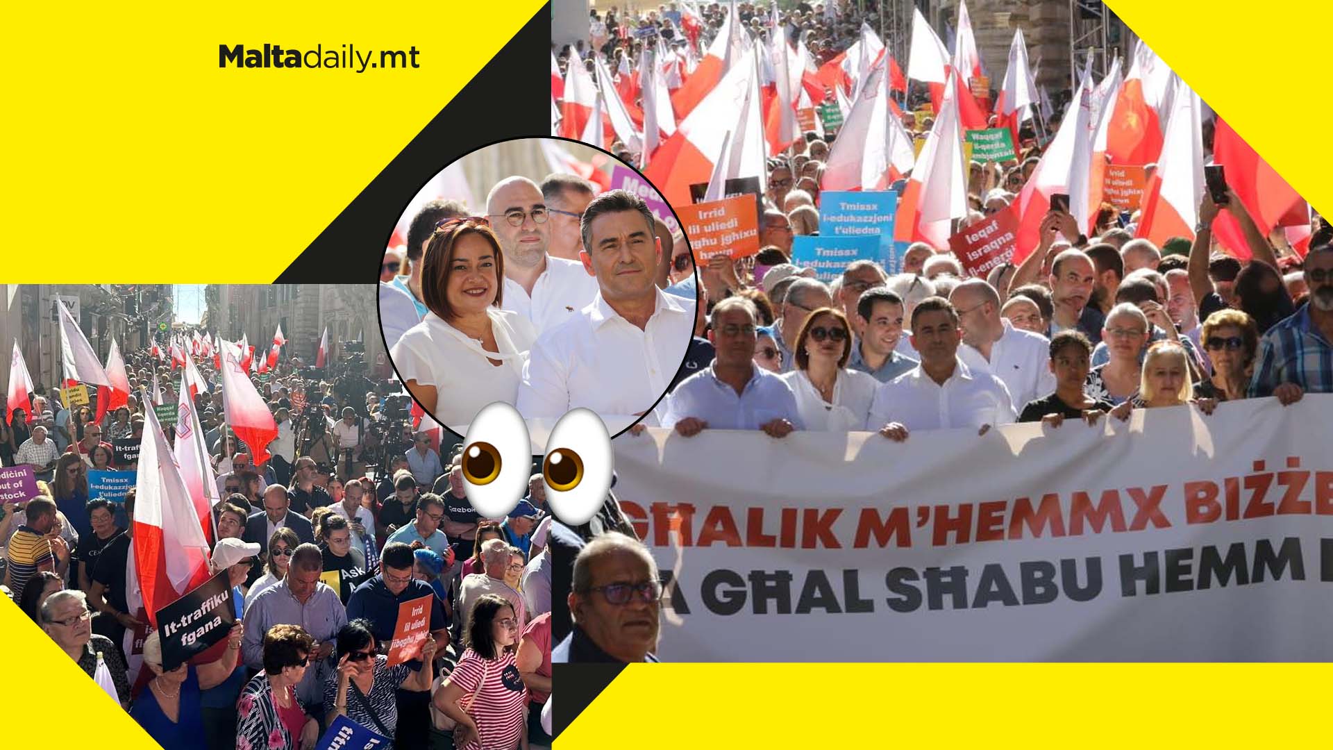 Crowd marches down Valletta during PN protest over cost of living