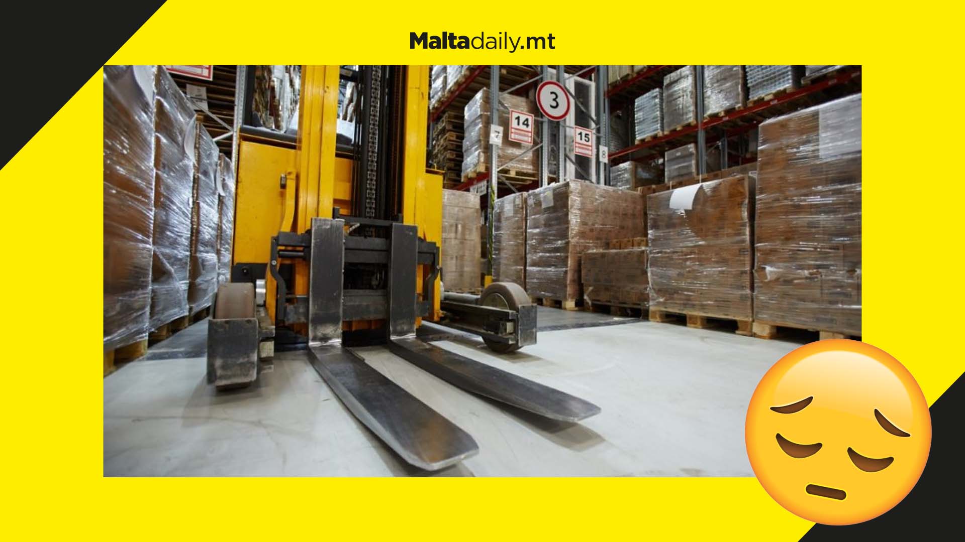 Worker grievously injured due to falling metal from forklift