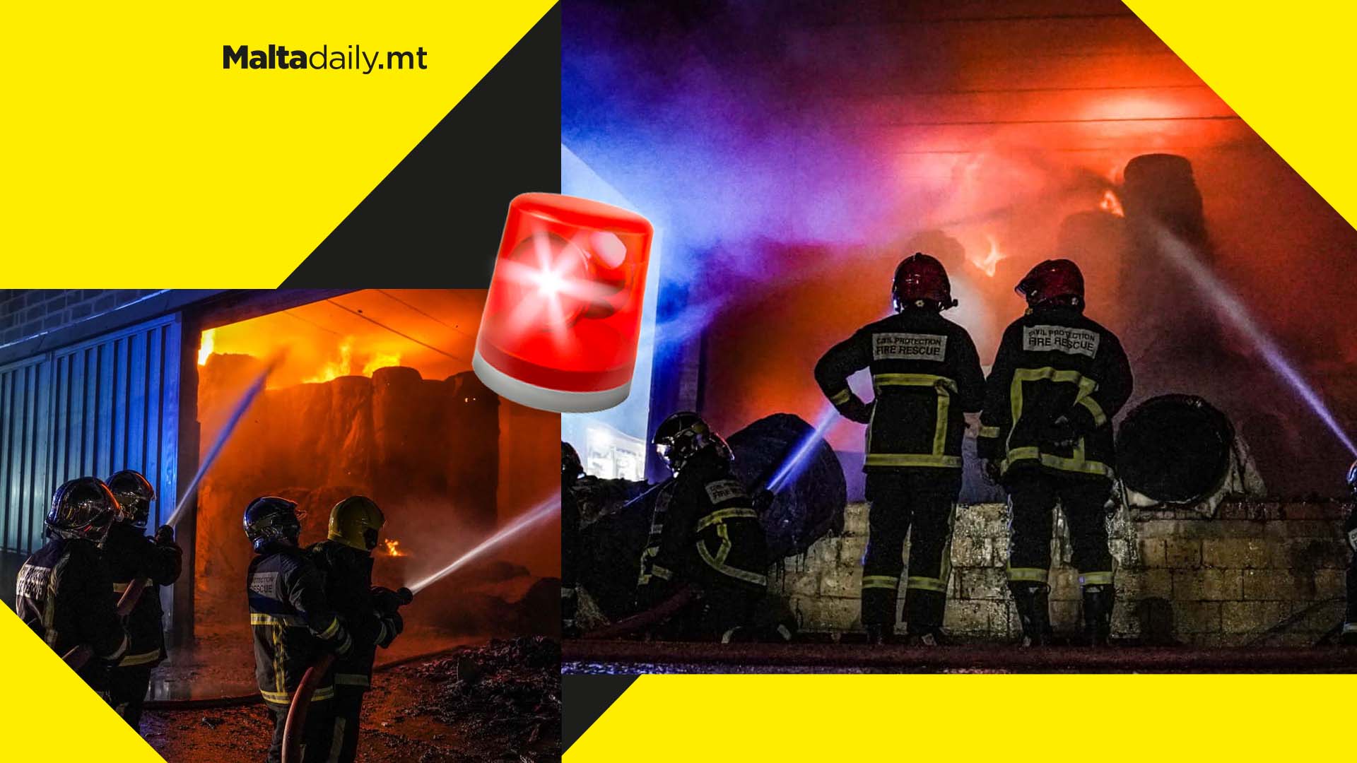 Civil Protection battles blaze at Corradino Industrial Estate