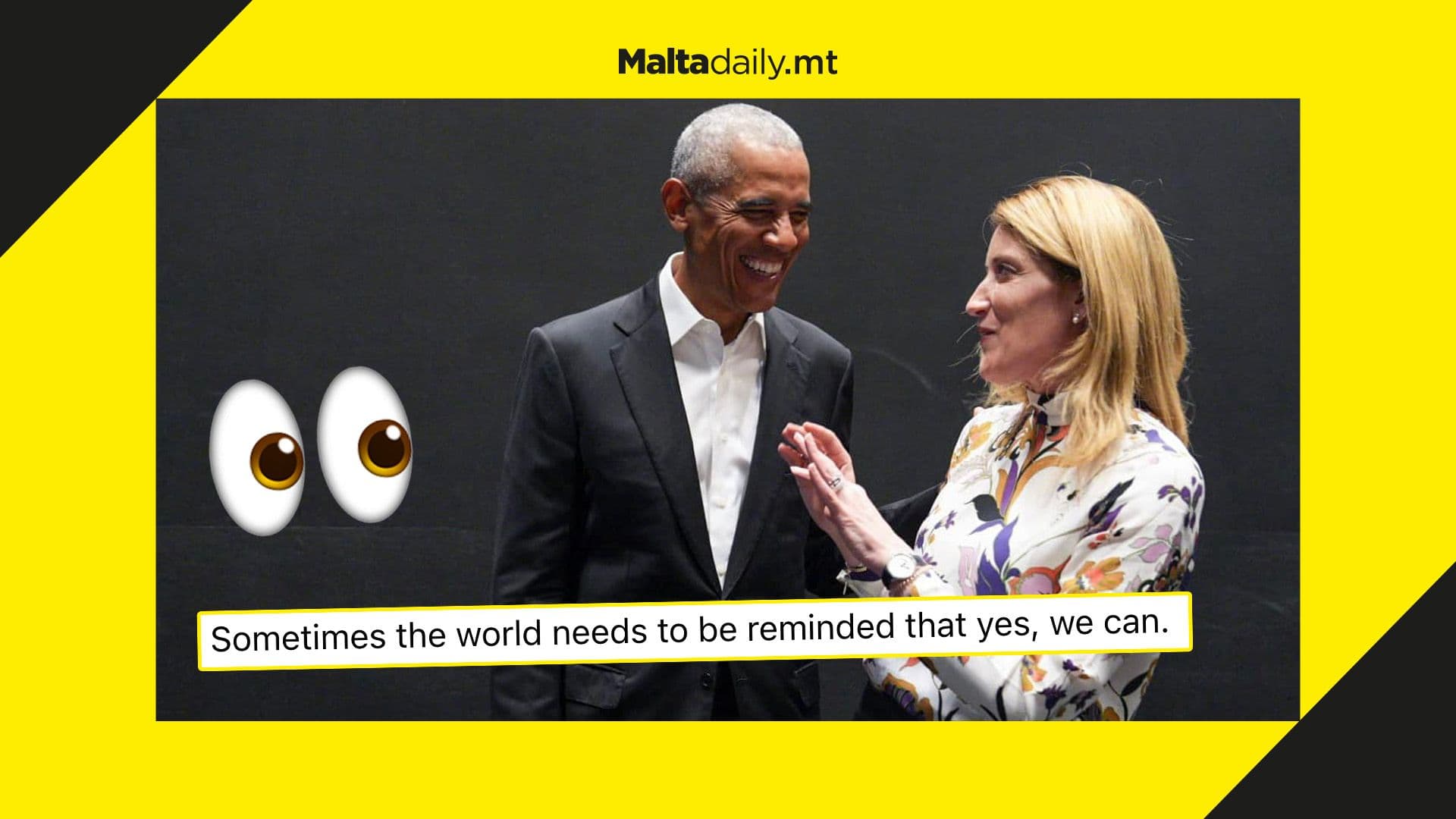Roberta Metsola meets Barack Obama in Copenhagen to remind world that “yes, we can”