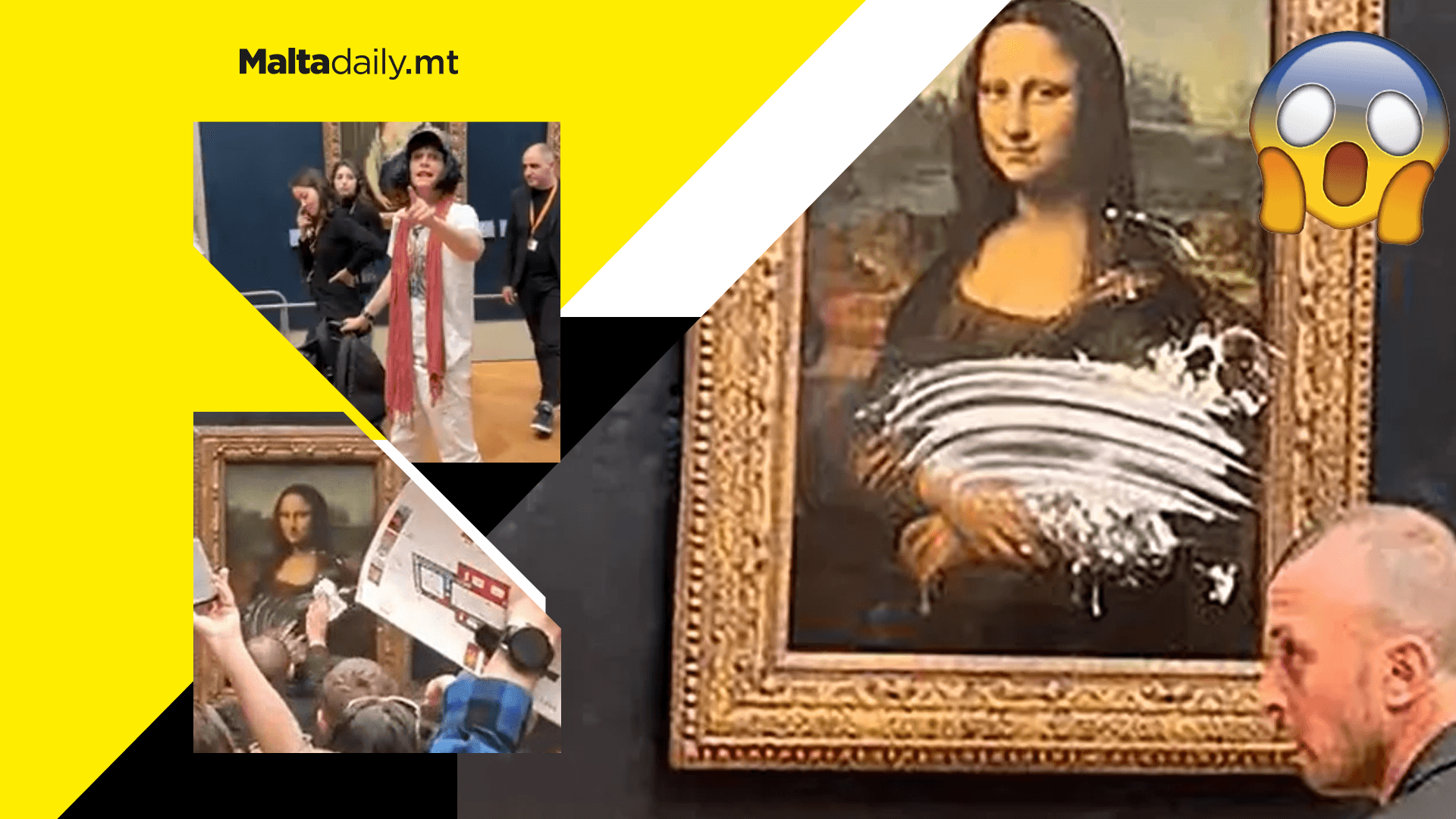 Man disguised as old woman smears cake on Mona Lisa