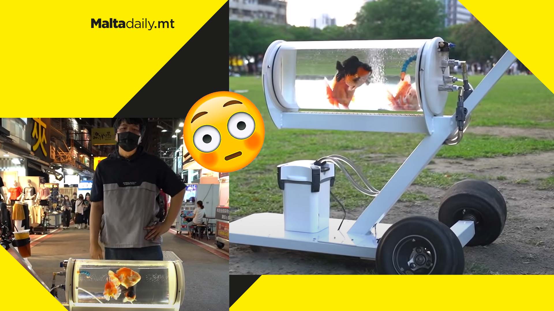 Man builds water pram to ‘walk his goldfish’