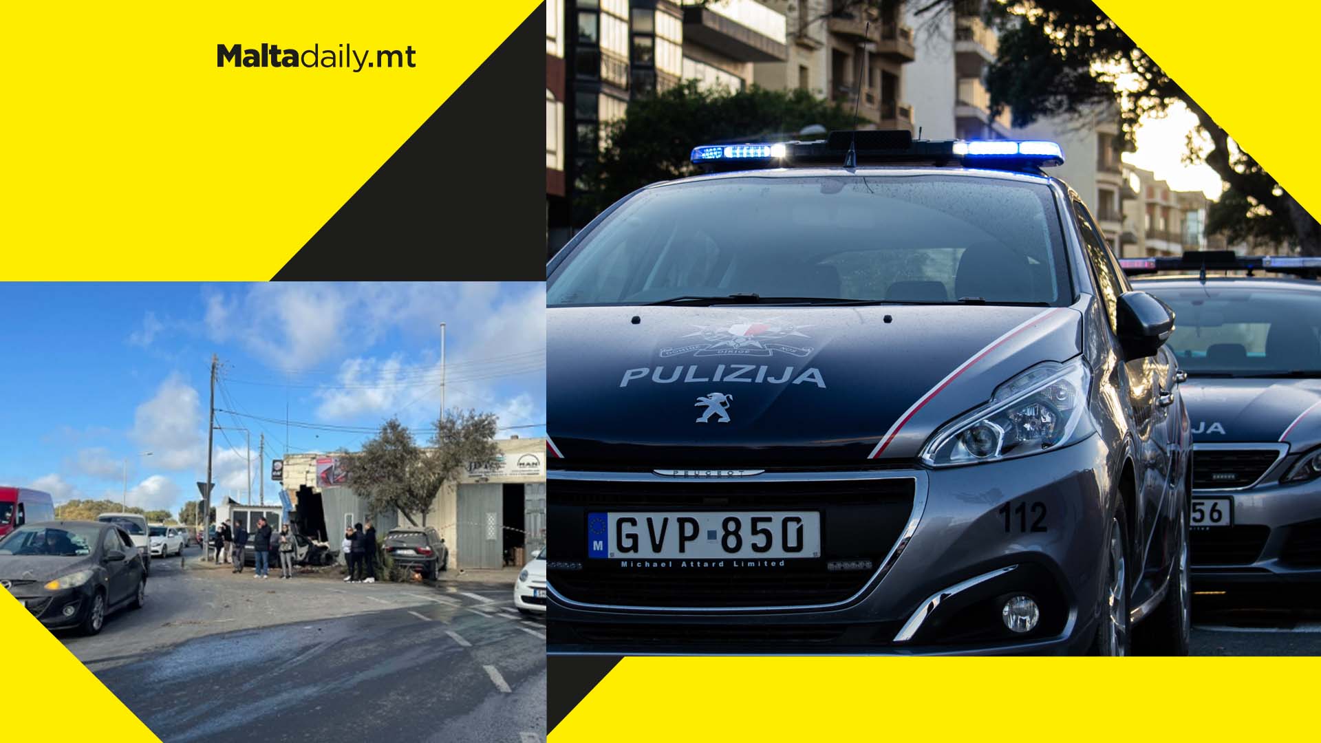 Two rushed to hospital after Gharghur roadside car crash