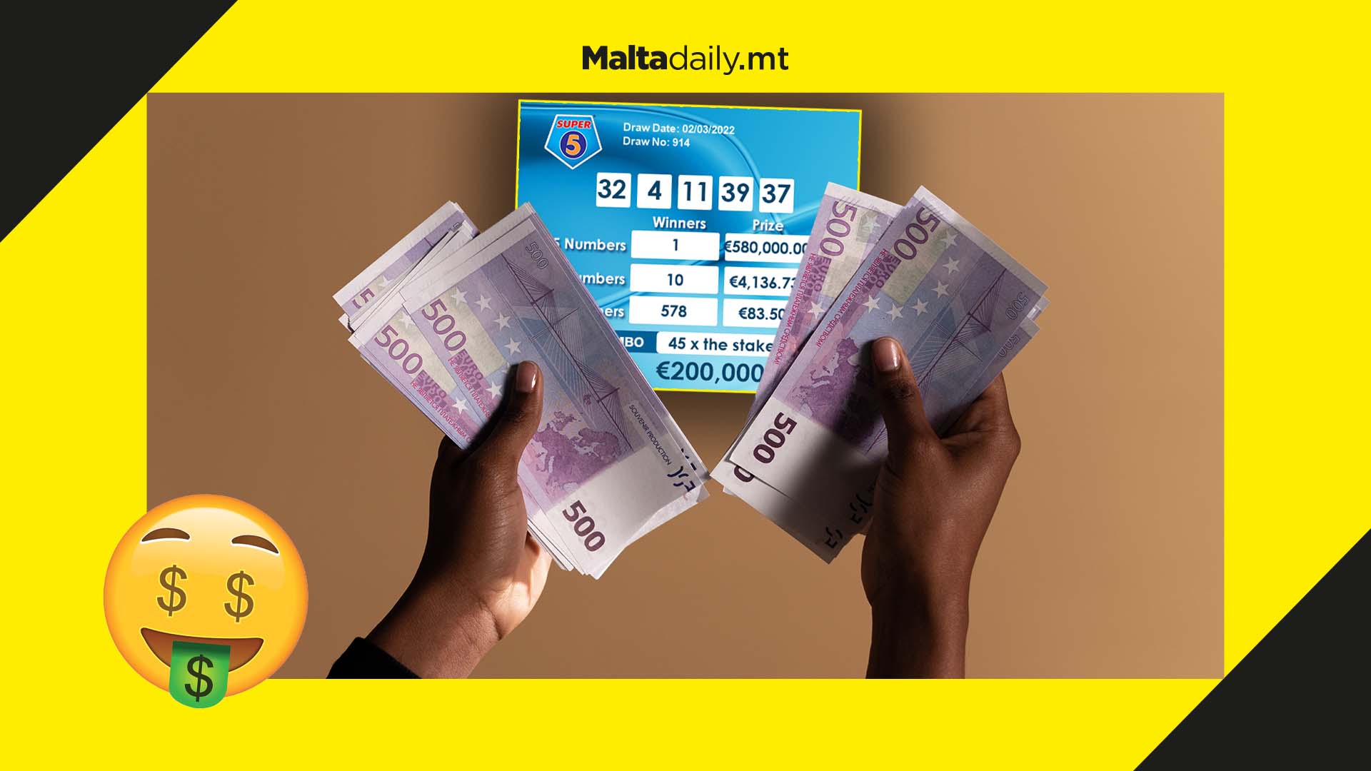 Super 5 ticket holder from Għajnsielem wins €580,000 jackpot