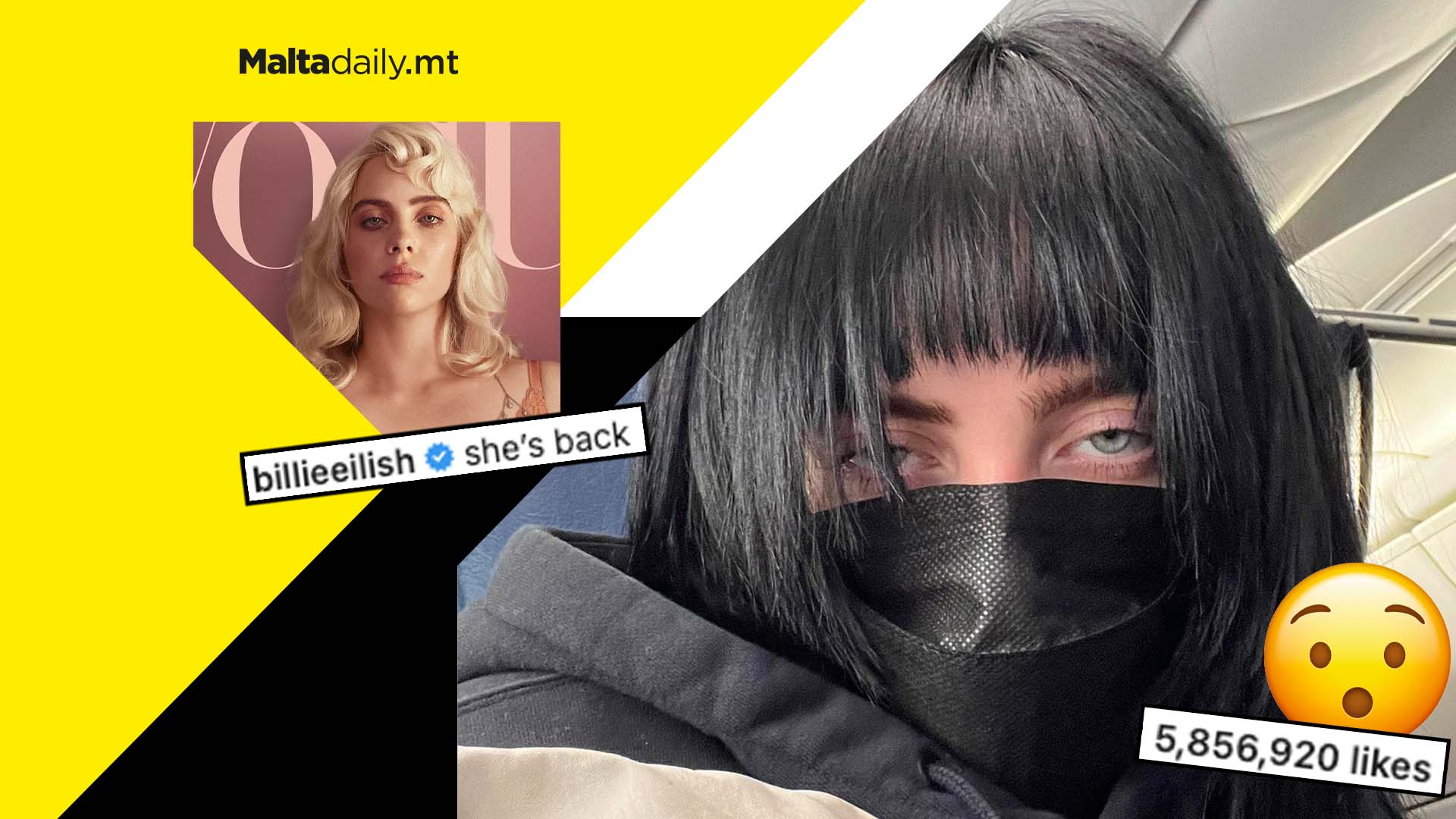 Billie Eilish breaks Instagram again with new black hairstyle