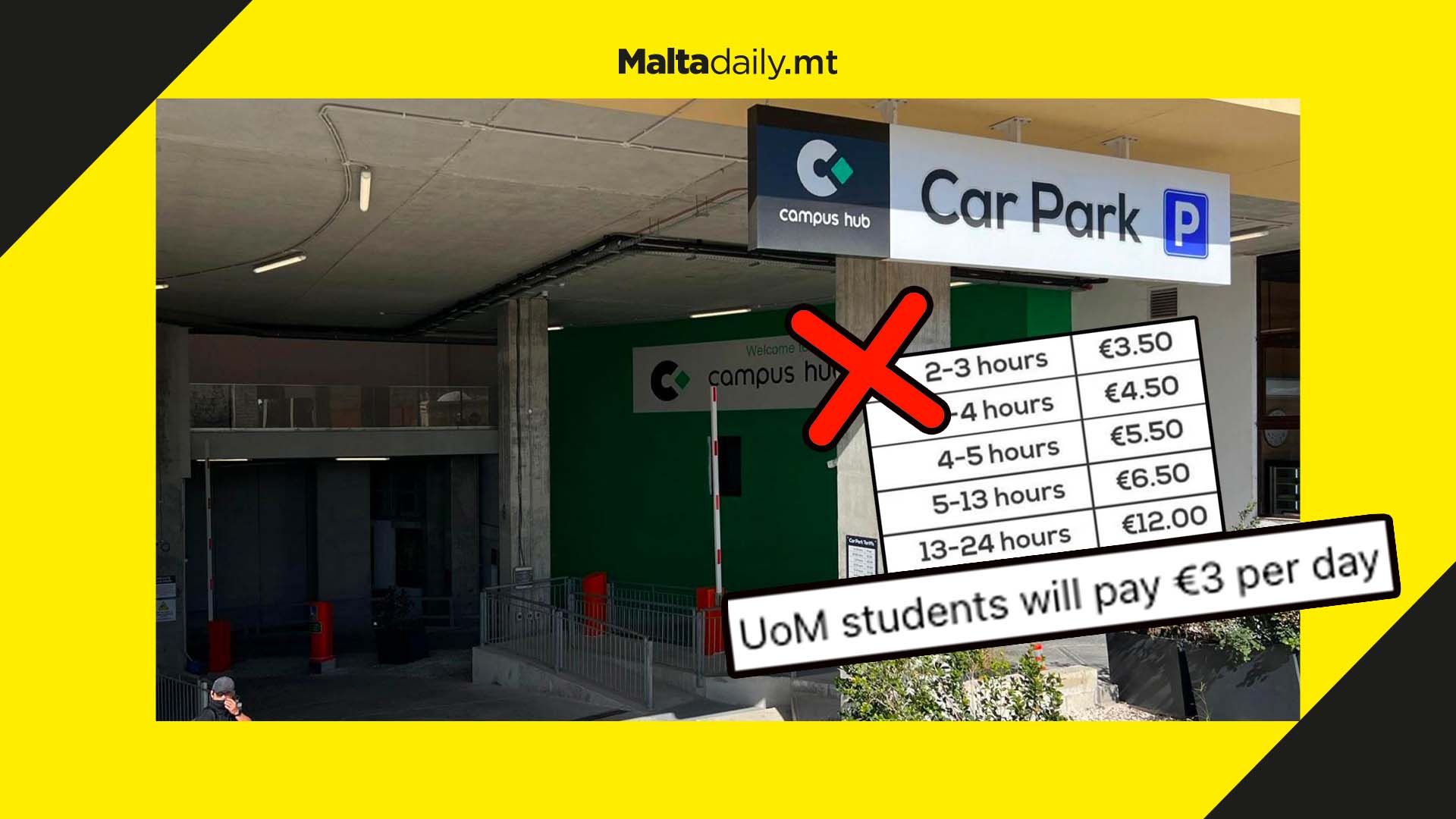 Campus Hub parking dropped to €3 per day following backlash