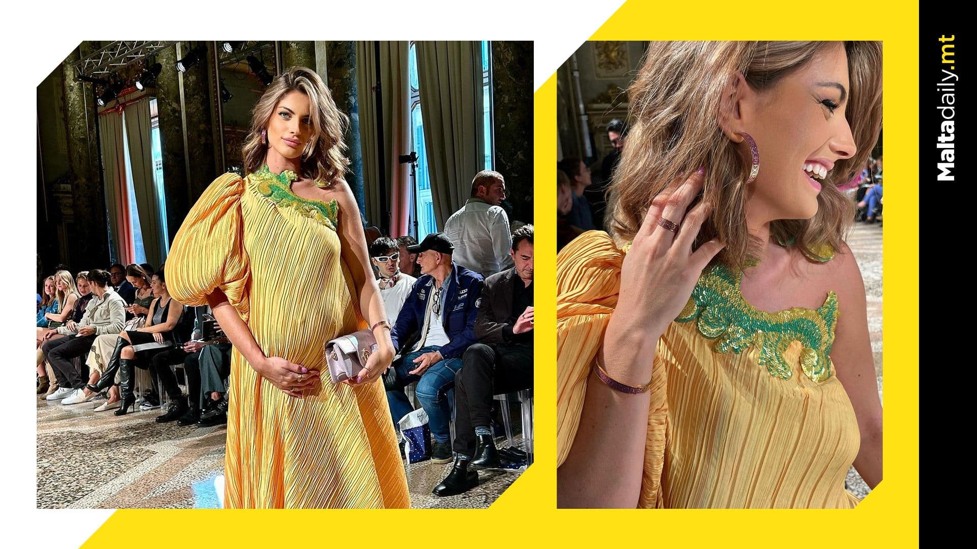 Maxine Formosa Gruppetta Glows in Maternity Chic at Milan Fashion Week