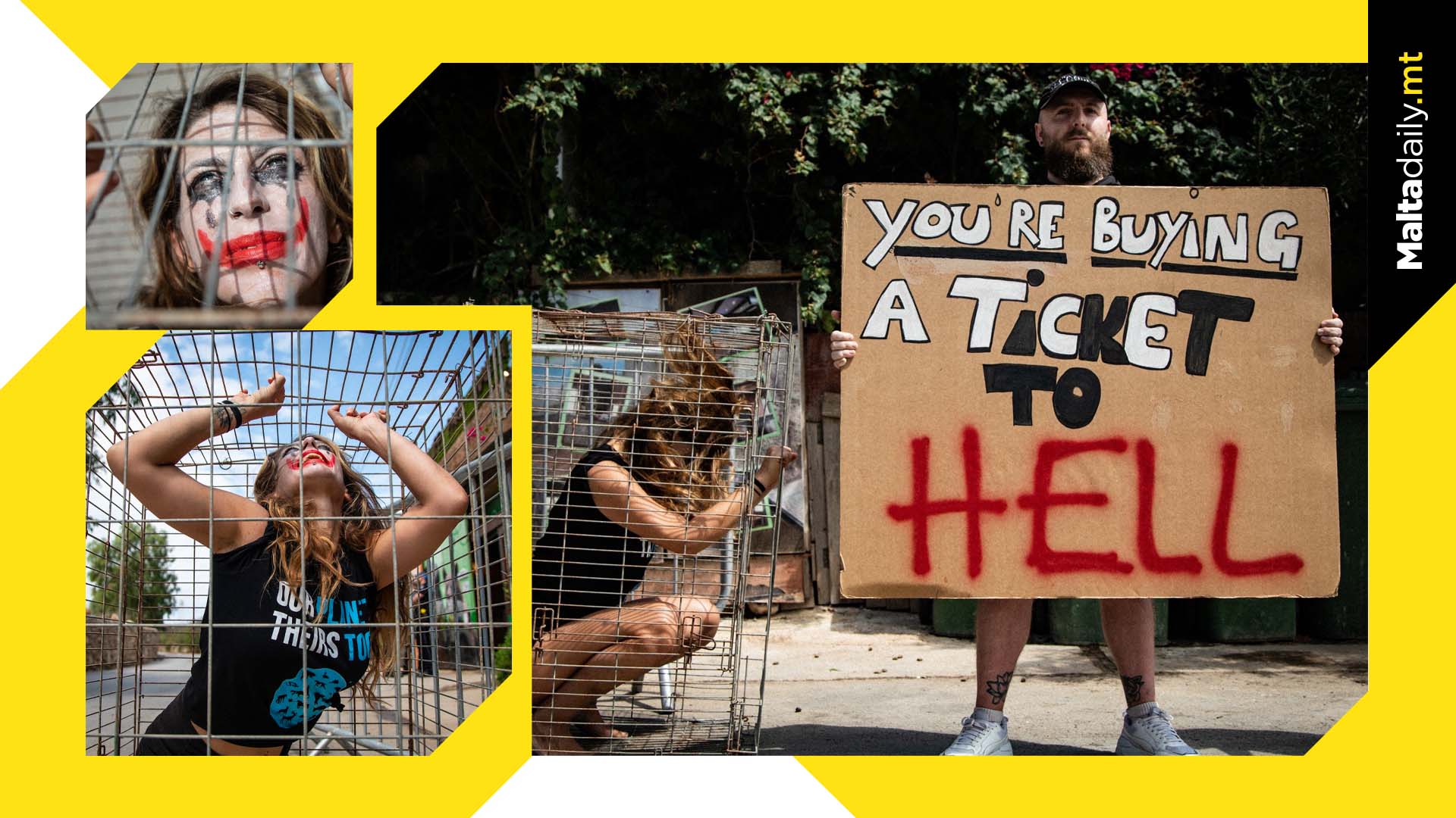 Animal Rights Activist Locks Herself In Cage To Protest Captivity