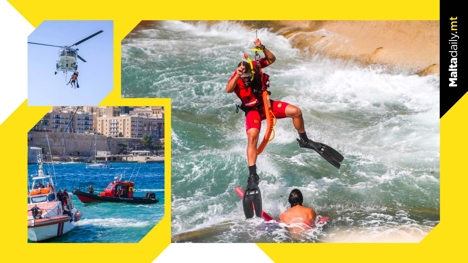 Armed Forces Of Malta Rescue Man Struggling In Water