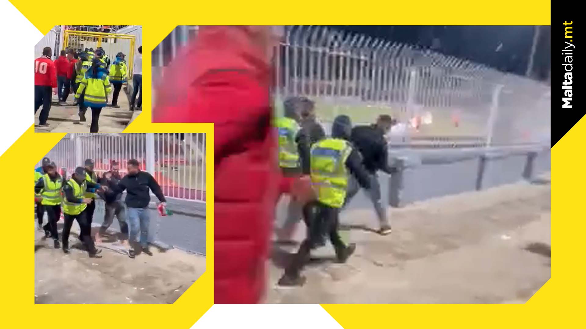 Italian football fan escorted out of stadium after brief ruckus