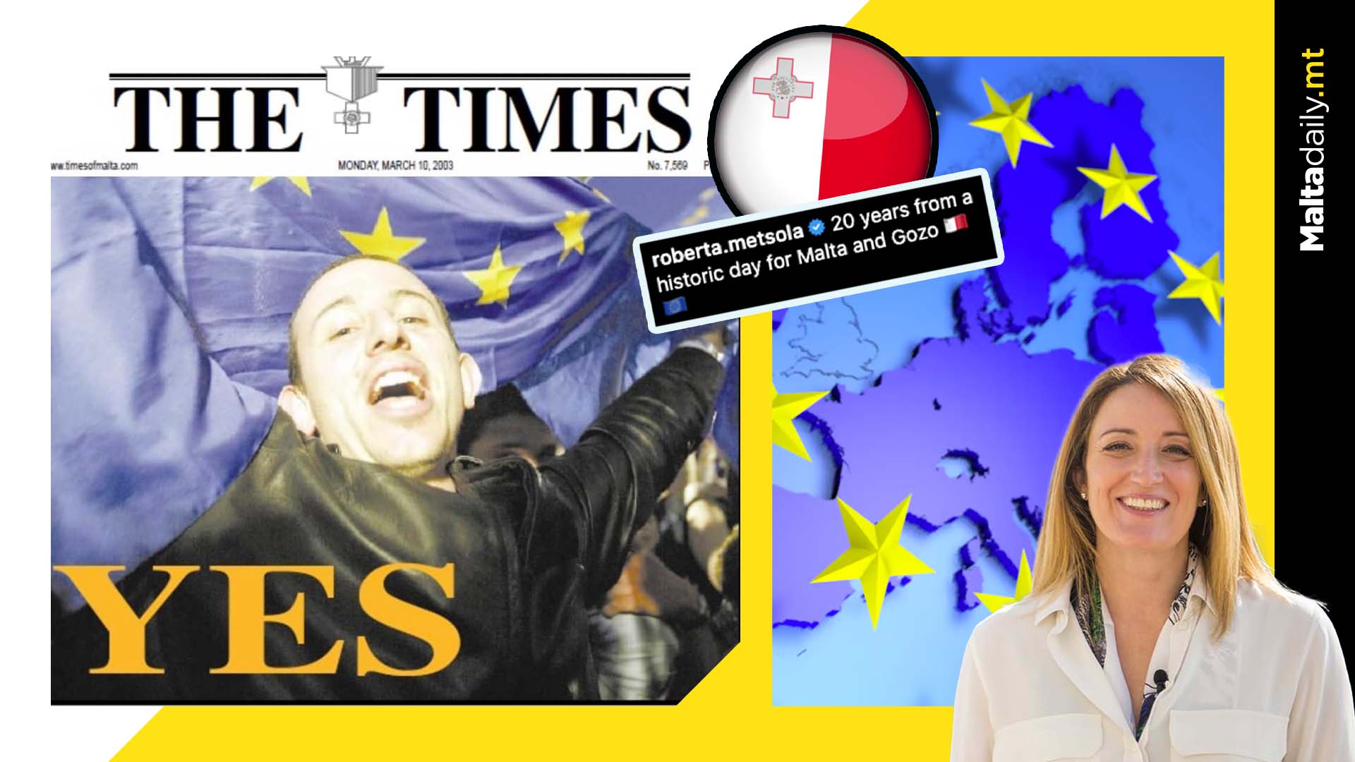 Metsola commemorates 20 years from Malta’s EU referendum