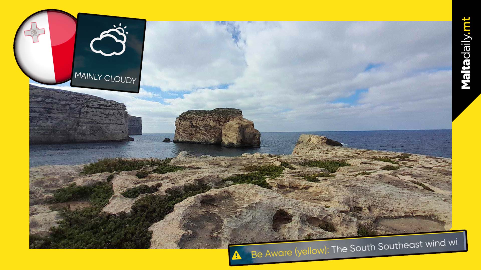 Cloudy week ahead for Malta as yellow wind warning issued