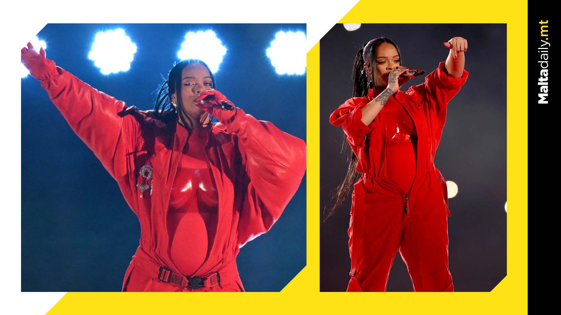 Rihanna reveals she is pregnant with second child at Super Bowl