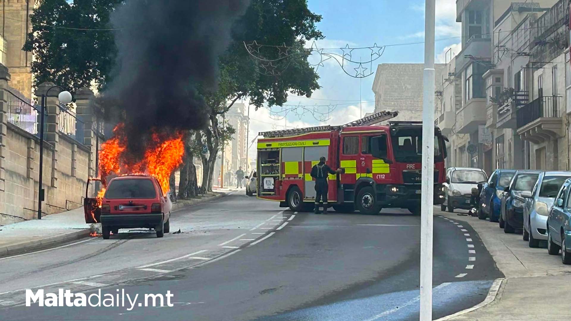 Car Catches Fire In Road Up To Kordin Prison