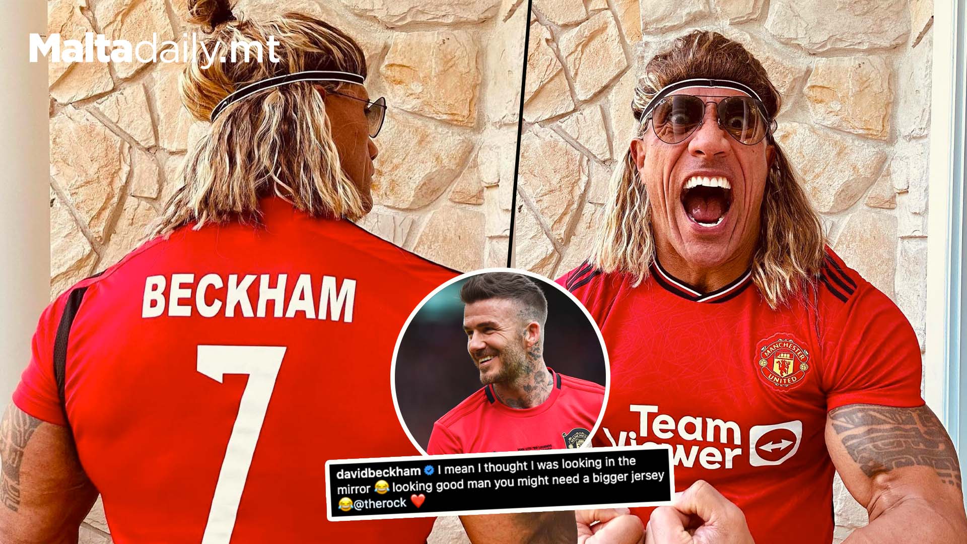 The Rock Dresses Up As David Beckham For Halloween