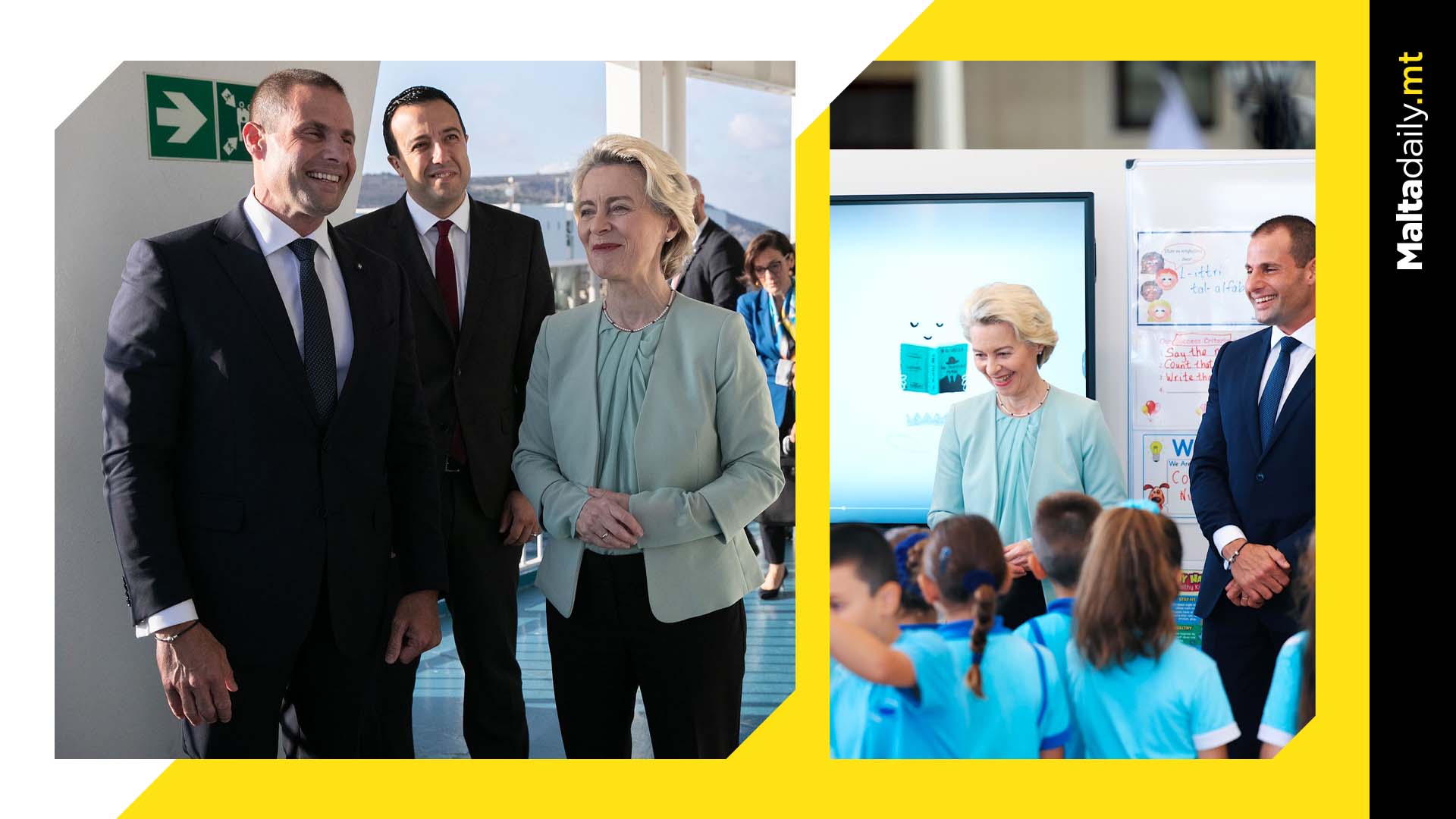 Ursula Von Der Leyen Visits Nadur School Ahead Of MED9 Summit