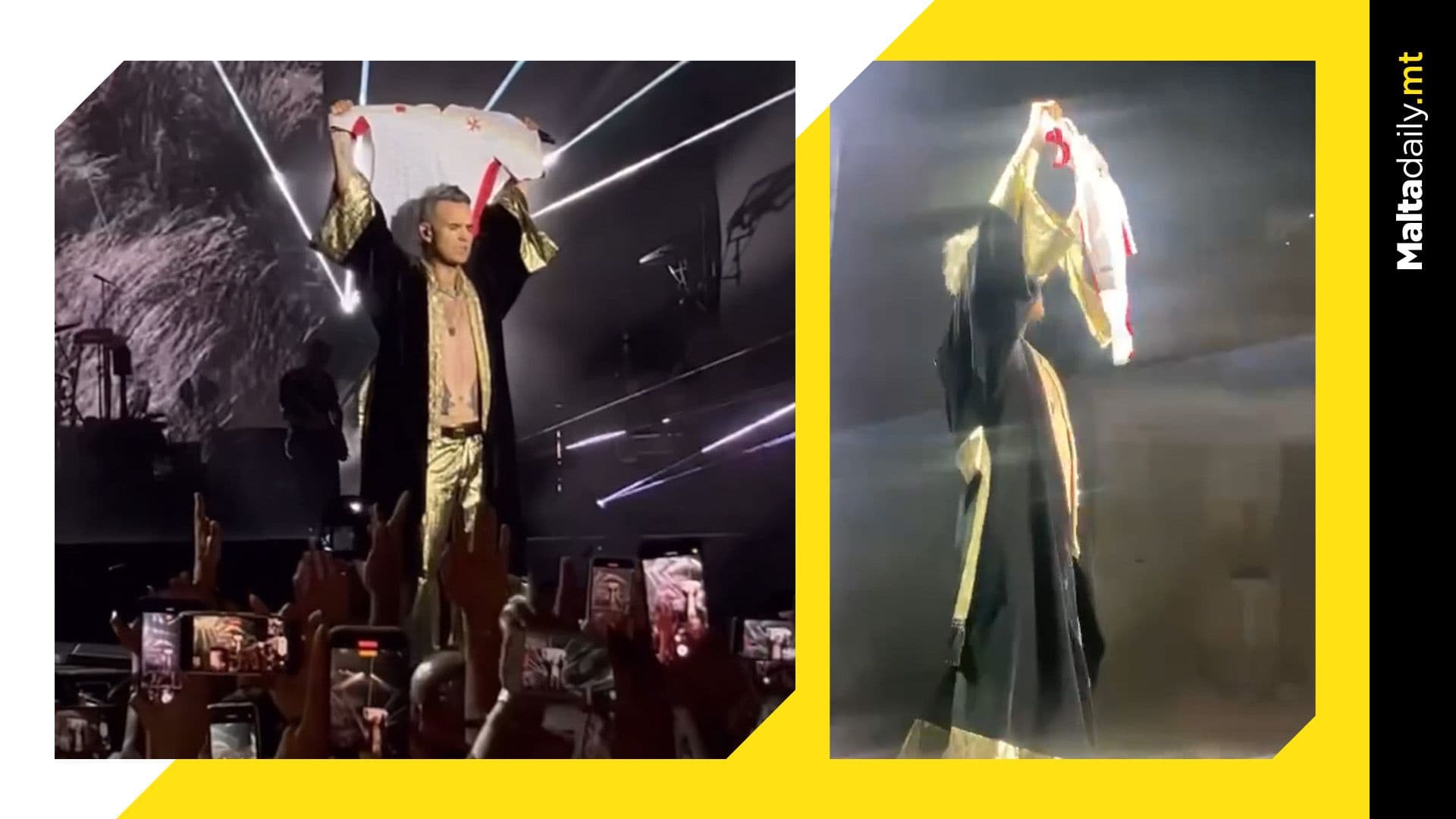 Crowd Goes Wild as Robbie Williams is Gifted Malta National Team Kit