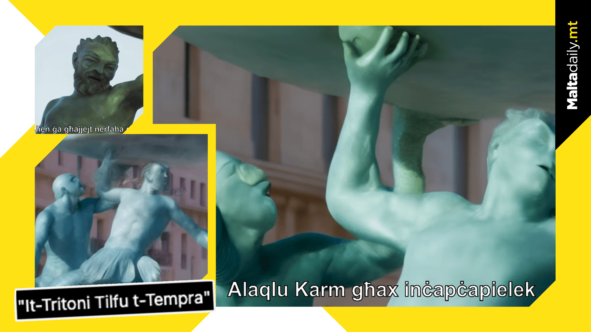 AI Reimagines Valletta’s Tritons Bickering On Fountain