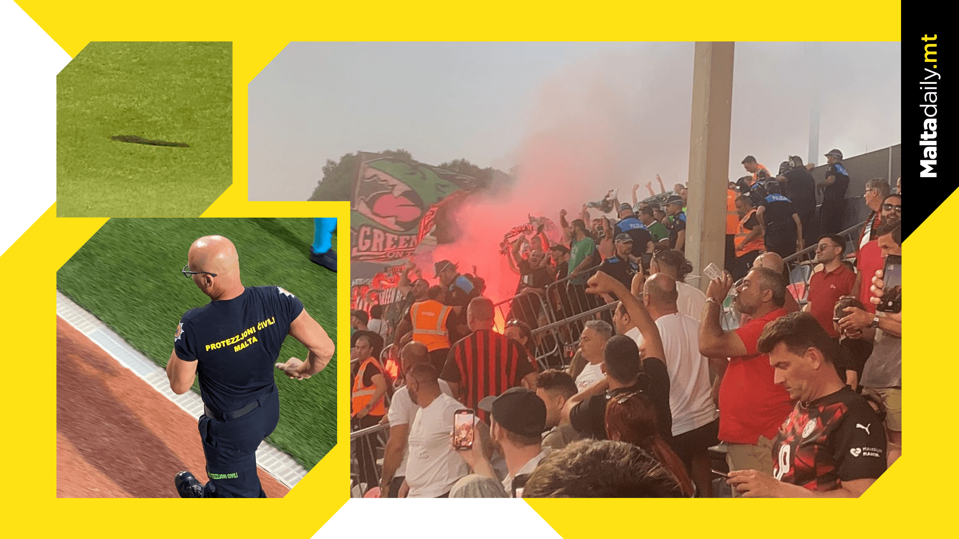 Flares Thrown Onto Centenary Stadium Pitch By Maccabi Haifa Fans