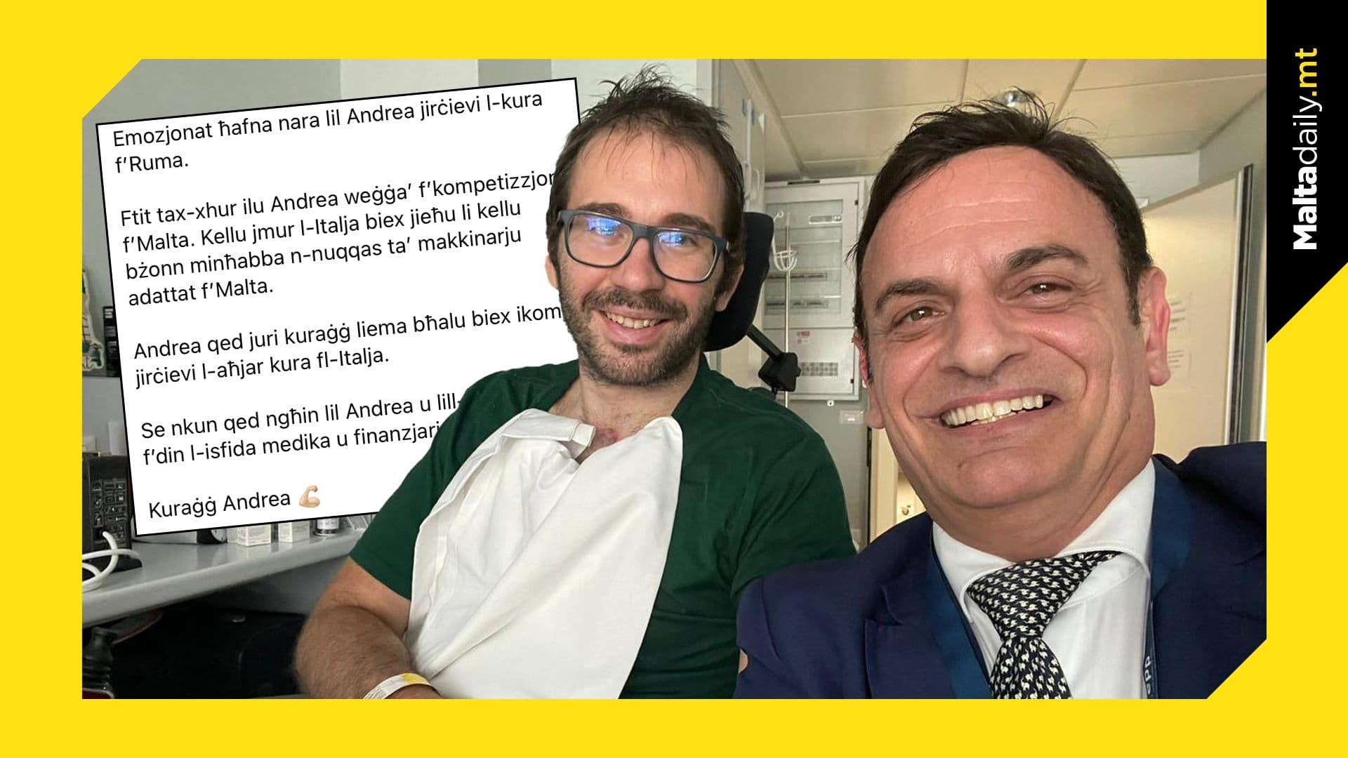 MEP David Casa supports injured athlete Andrea Calleja’s journey to recovery