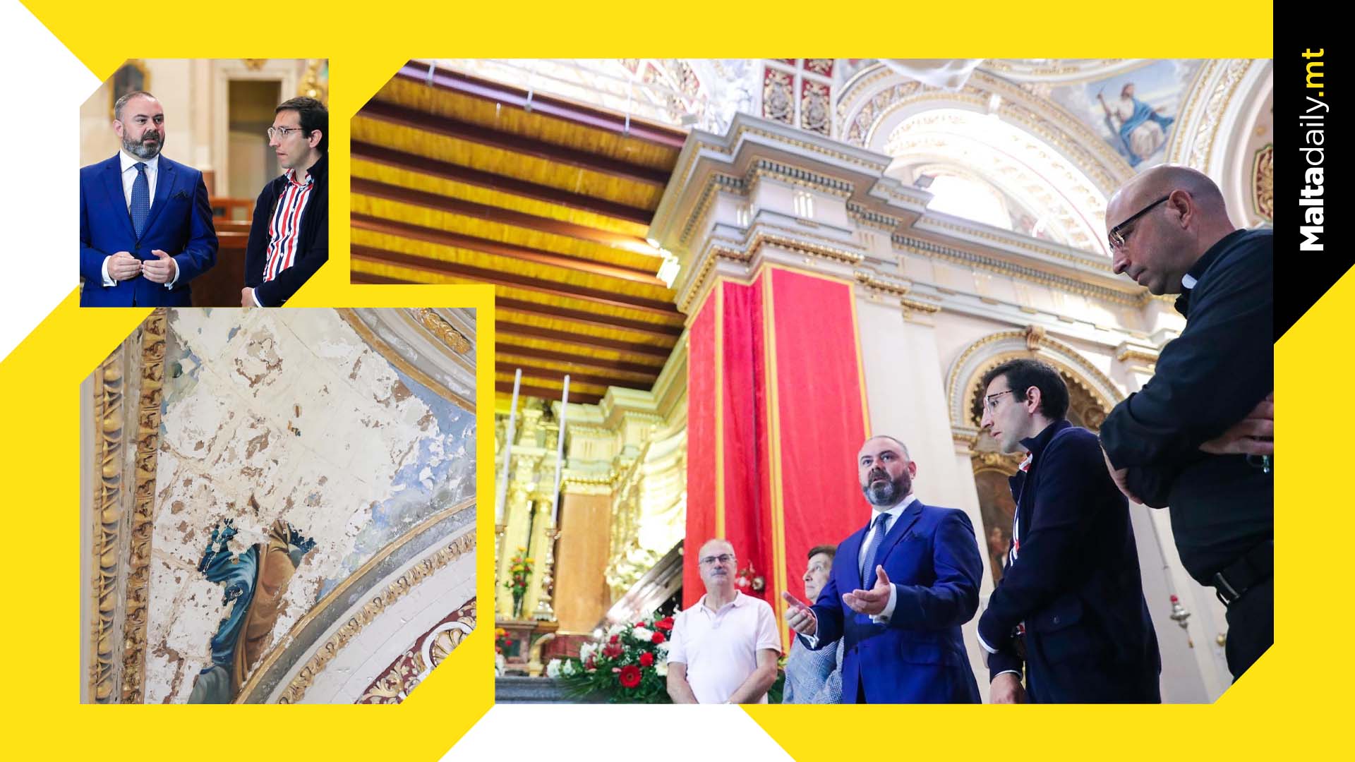 Restoration Works on the paintings of the Interior Roof of Żurrieq Parish Church underway