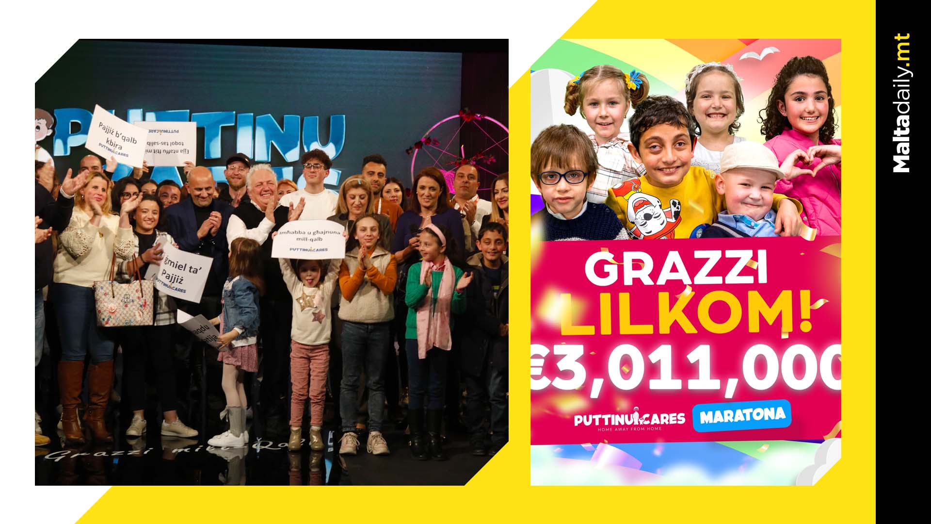€3,011,000 in donations raised by Puttinu Cares during TV fundraiser