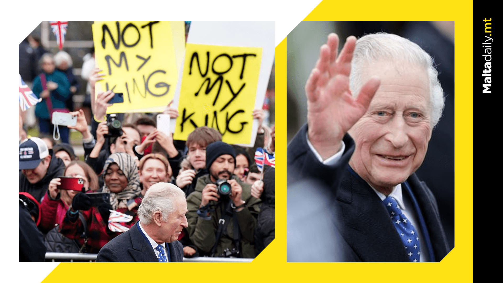 King Charles III ignores ‘Not My King’ protest in Milton Keynes