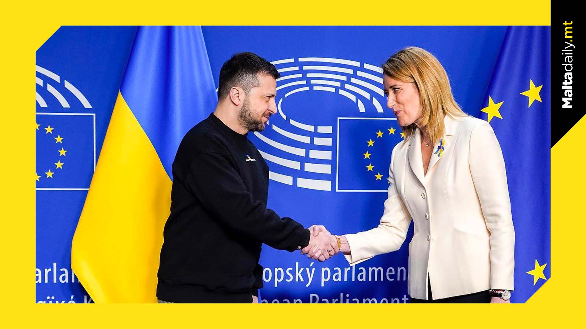 President Metsola welcomes Volodymyr Zelenskyy in Brussels