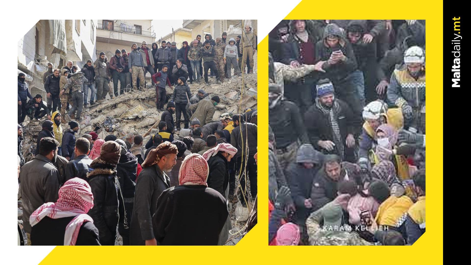 Crowds cheer as rescuers pull children from beneath the rubble in Syria