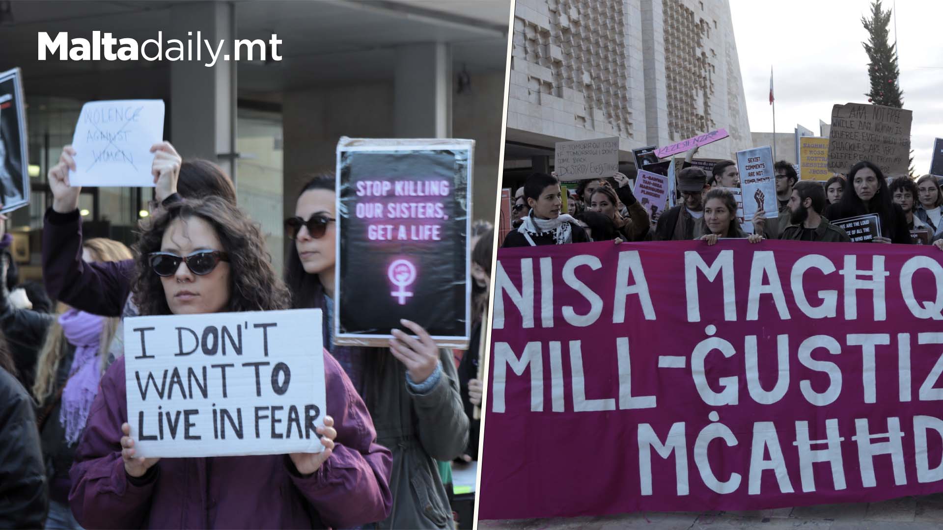 Feminist Activists Hold Protest March In Valletta