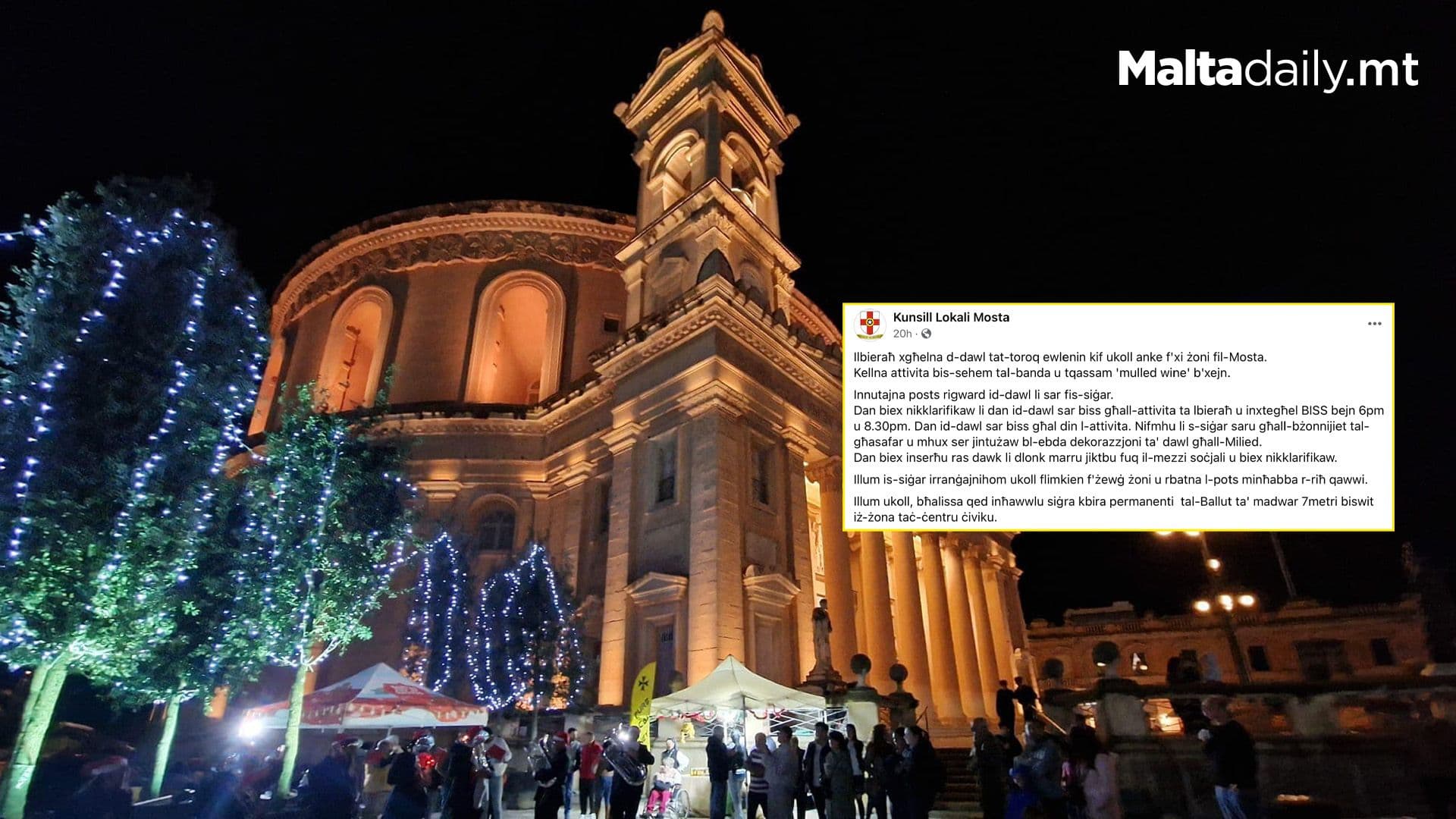 Mosta Potted Trees Will Not Be Lit-Up Again