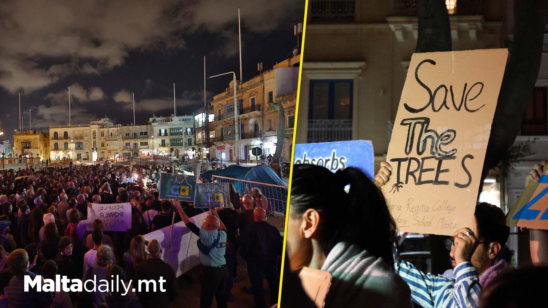 Last Night’s Protest After Mosta Trees Were Saved