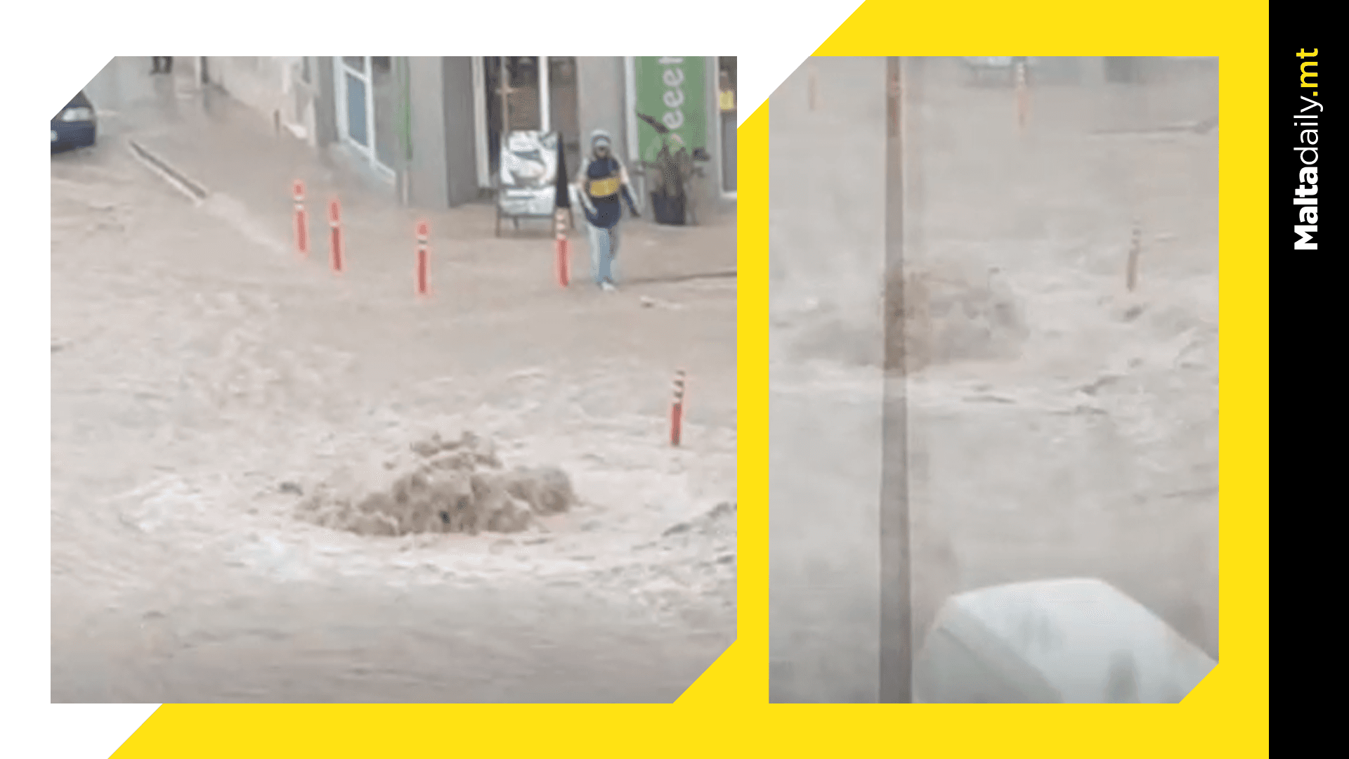 Manhole Overflows In Mosta As Intense Weather Hits Malta
