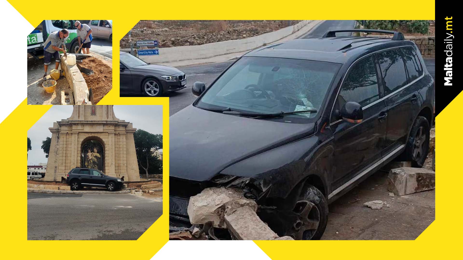 Restoration Works On Hompsech Roundabout After Car Crash