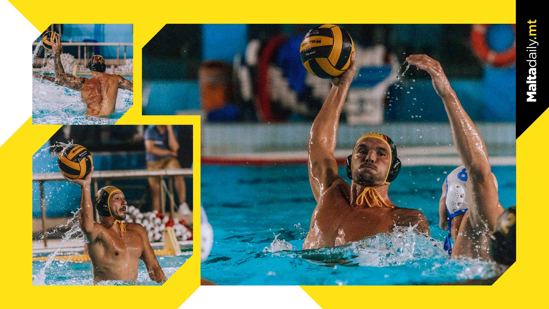 San Giljan Waterpolo Team Celebrate Victory Over Sliema