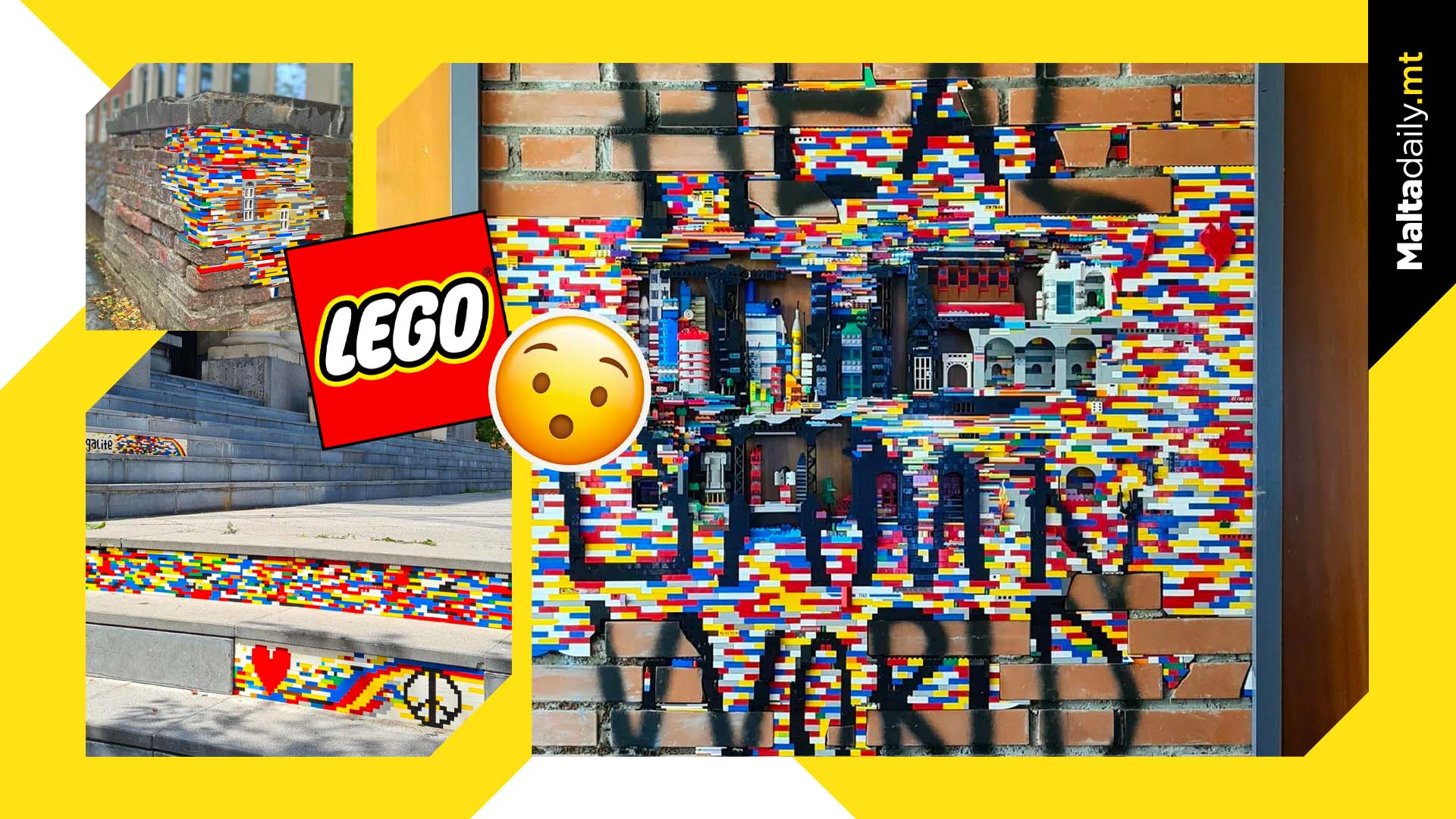 Artist Fixes Damaged Walls With Lego Bricks Around World