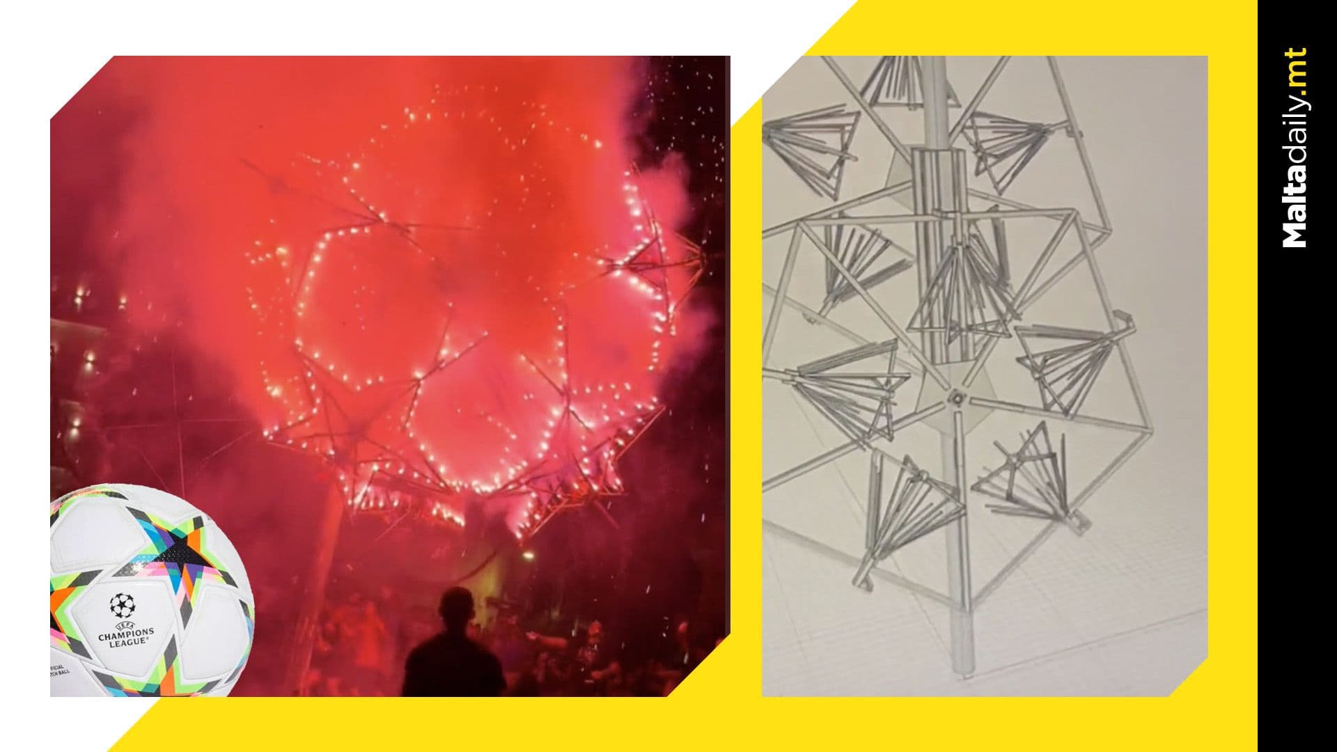 Champions League Ball Ground Fireworks Show on Display at Birżebbuġa Feast