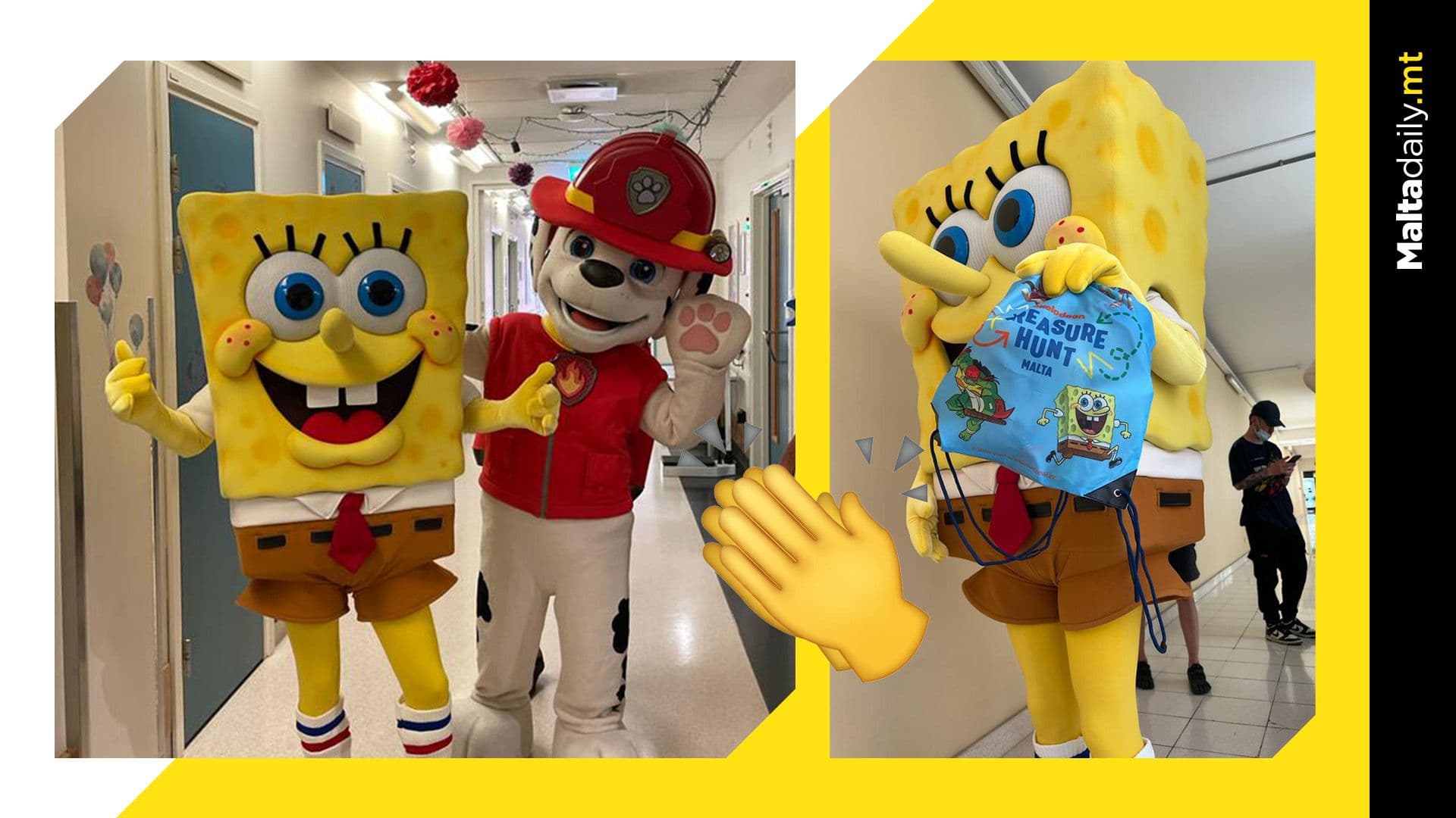 SpongeBob and Paw Patrol’s Marshall visit children’s ward at Mater Dei