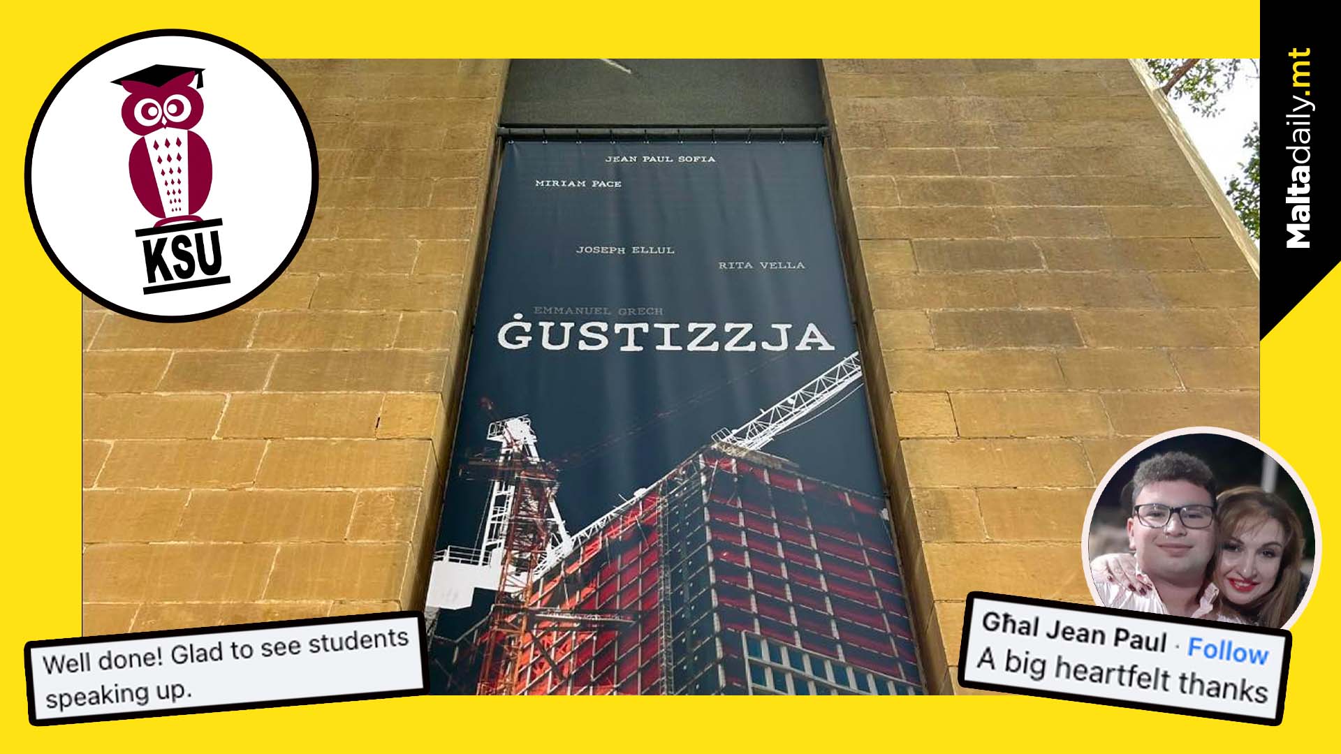 KSU erect banner at UOM to commemorate construction victims