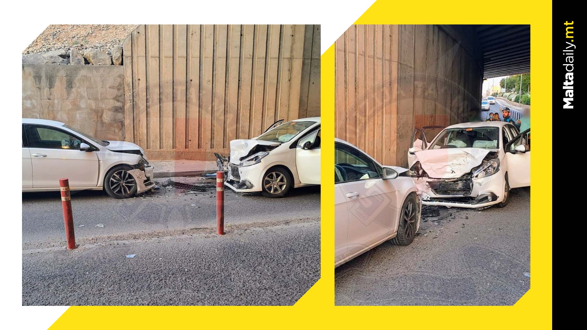 Two separate road accidents see four people hospitalised