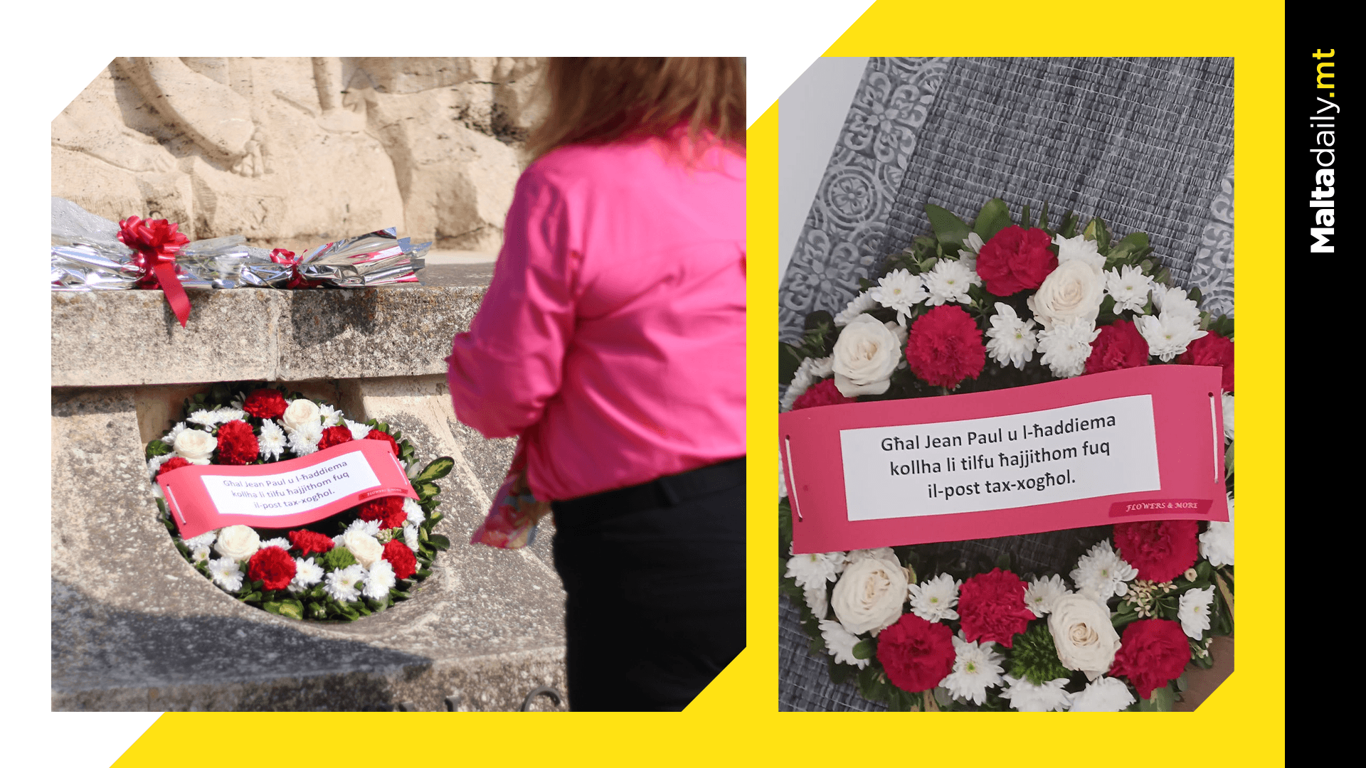 Jean Paul’s mother places wreath on Worker’s memorial