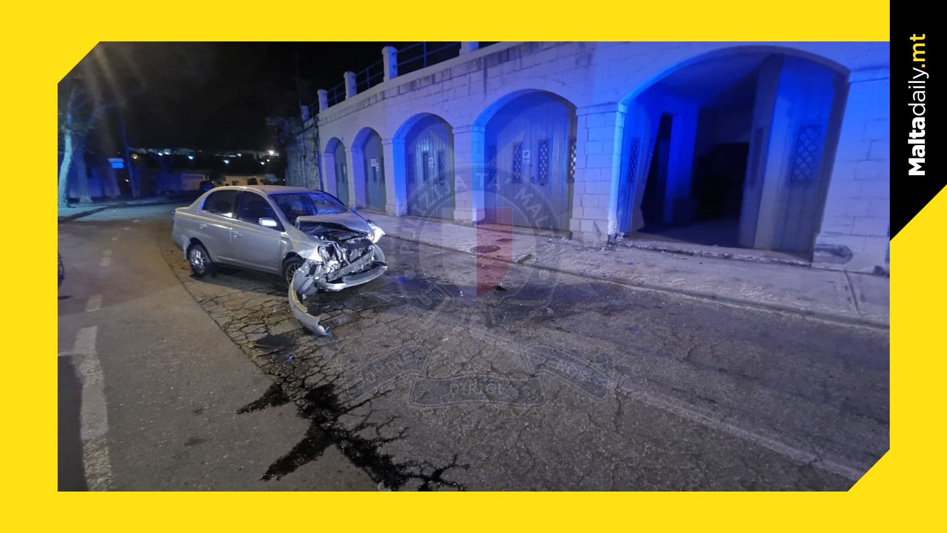 Woman & man injured after car crashes into garage in Ta’ Xbiex