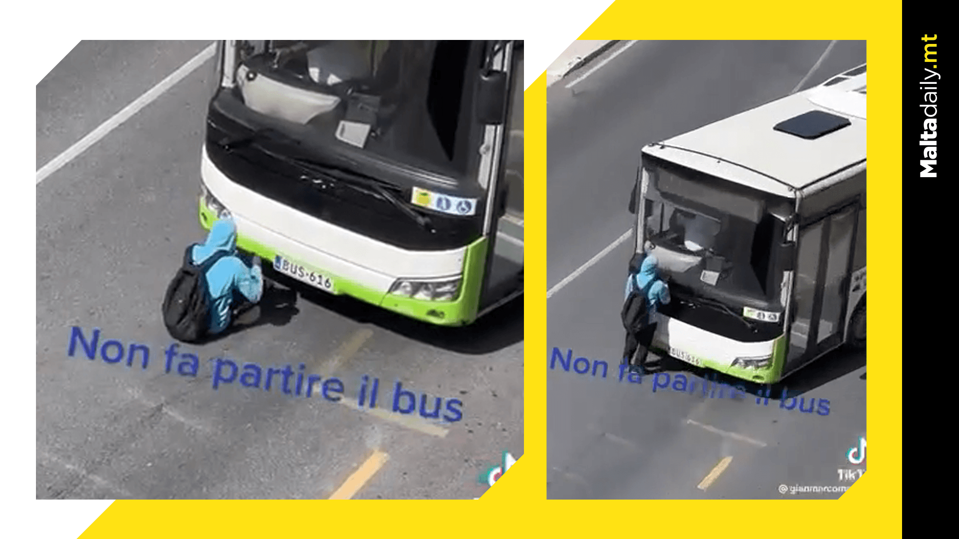 Man stops Tallinja from driving by standing in front of bus