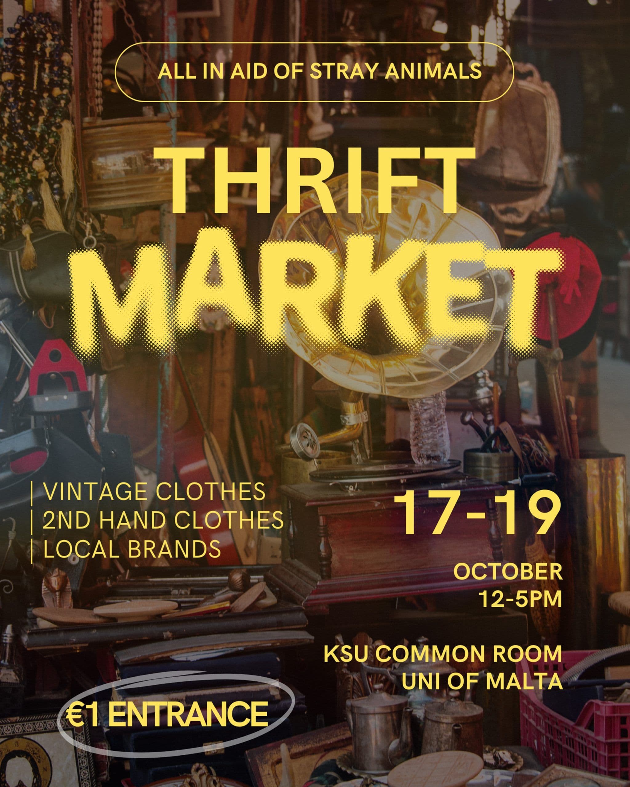 17–19 October: Thrift Pop-Up At University Of Malta In Supports Of Stray Animals