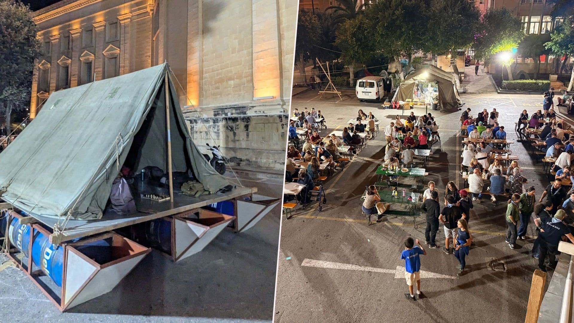 Tents Set Up Under Rotunda As Festa Mosta Scouts Takes Place This Weekend
