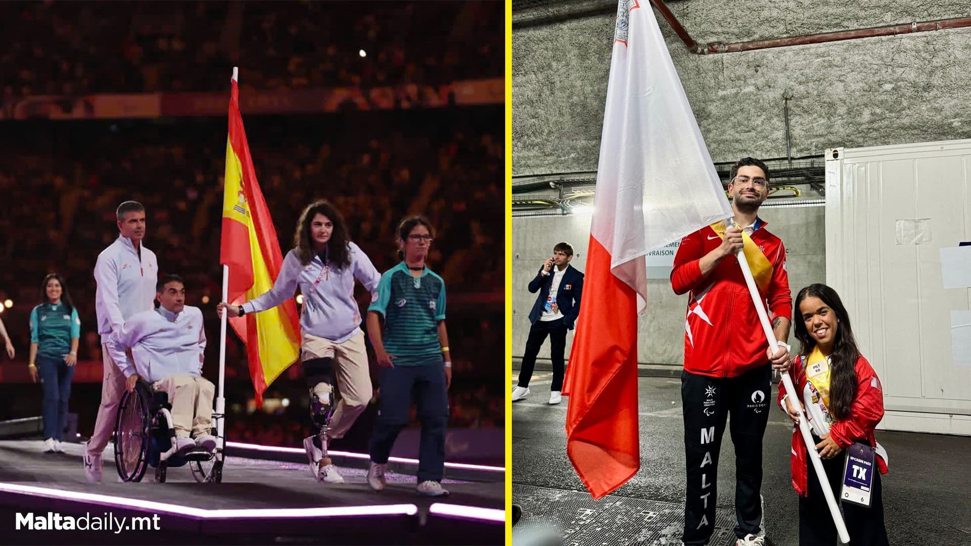 Maja & Antonio wave Maltese flag at Paralympics 2024 closing